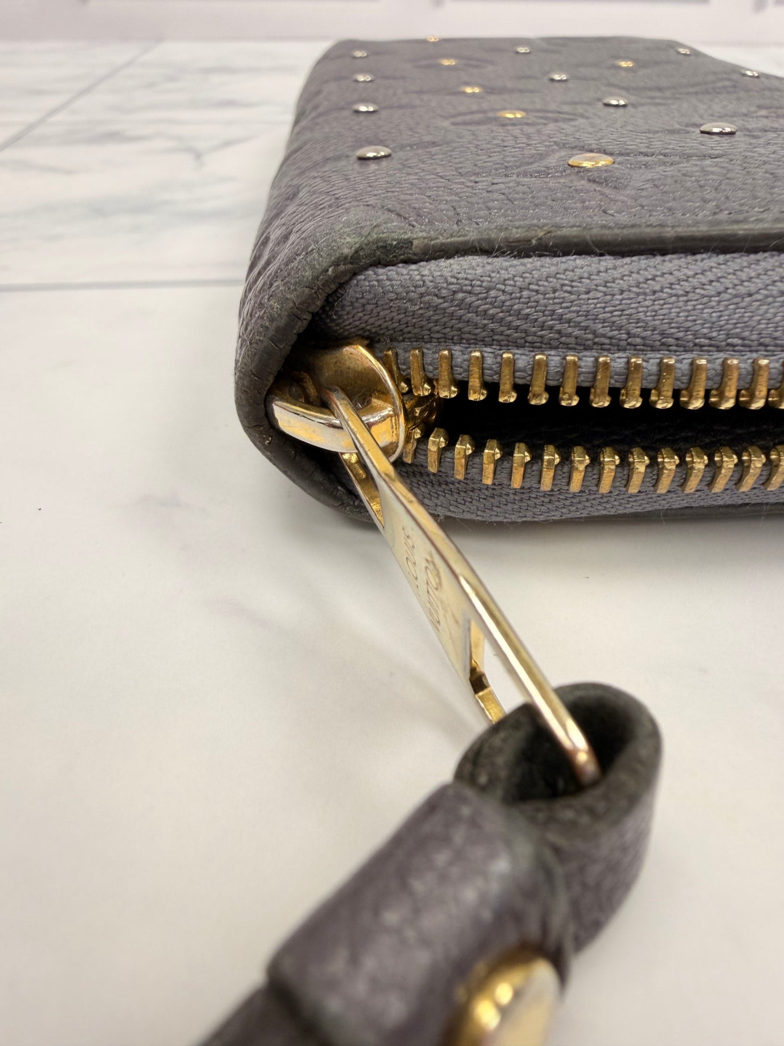 Louis Vuitton Charcoal Studded Empreinte Zippy Wallet 