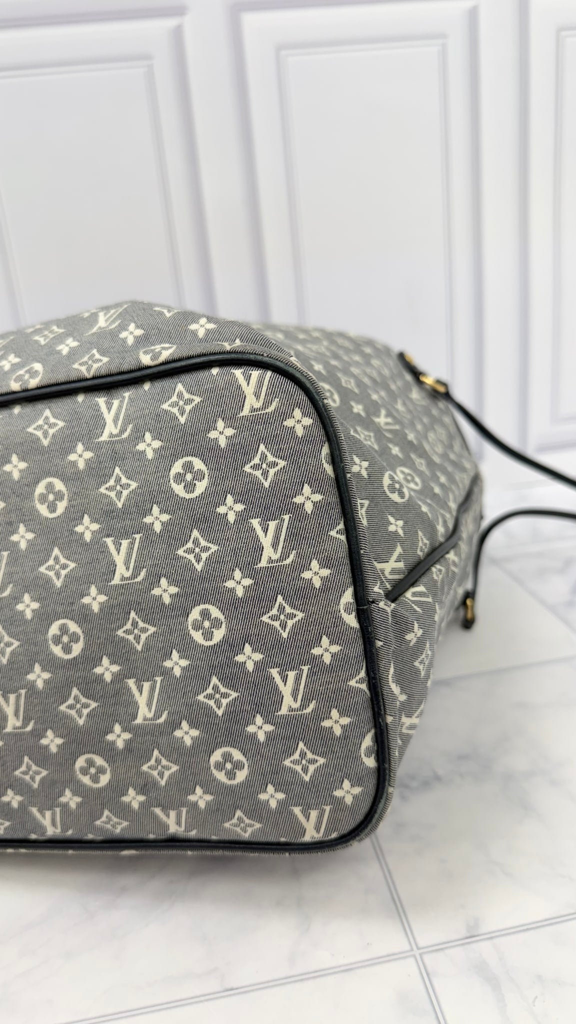 Louis Vuitton Navy Blue Monogram Canvas Mini Lin Neverfull MM Tote Bag 