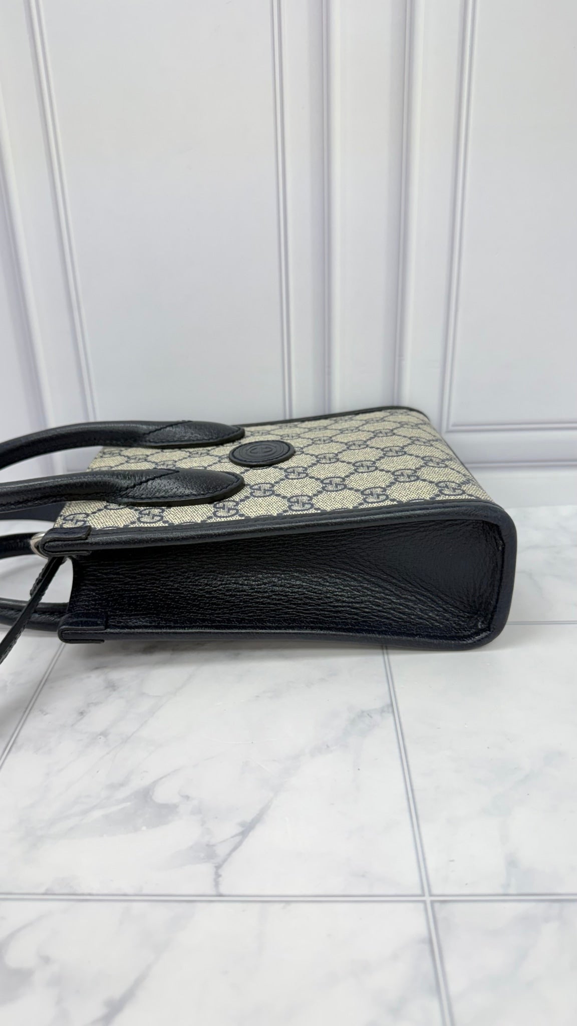 Gucci Navy Blue GG Supreme Tote Crossbody Bag 