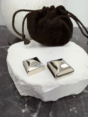 Hermes Silver Tone Medor Twilly Scarf Ring Set