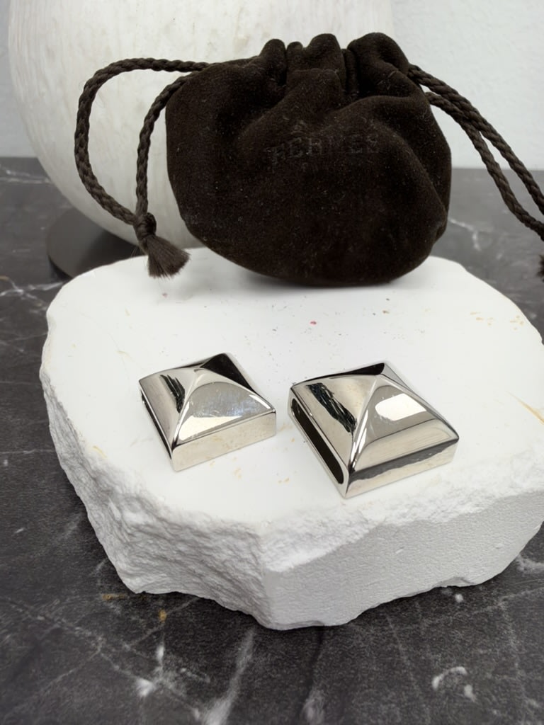 Hermes Silver Tone Medor Twilly Scarf Ring Set