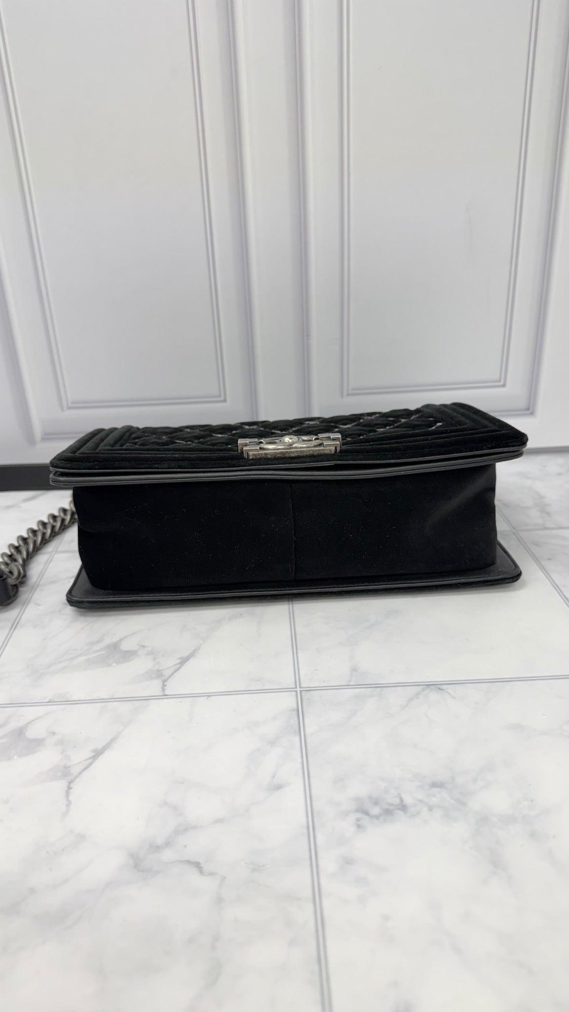 Chanel Black Velvet Wild Stitch Medium Boy Flap Bag 