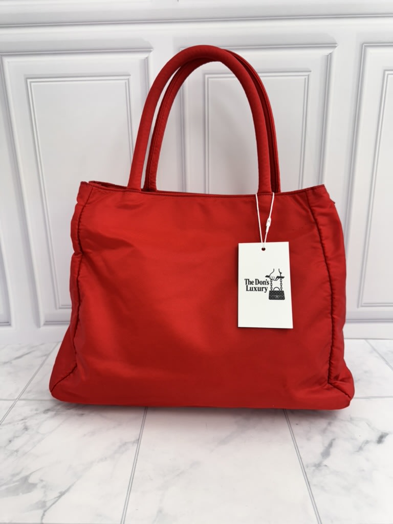 Prada Red Nylon Top Handle Bag