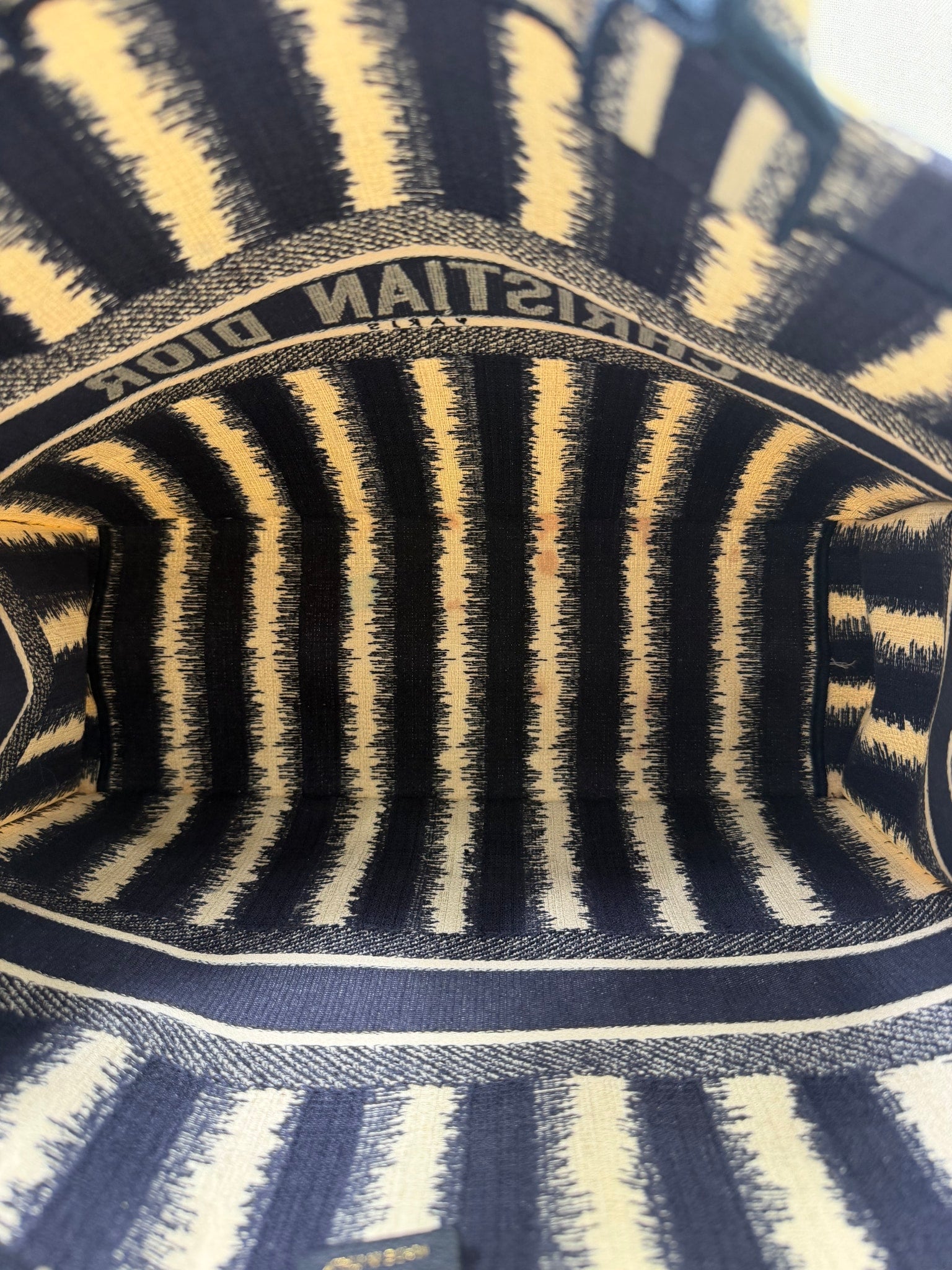 Christian Dior Blue Striped Canvas Large Book Tote 