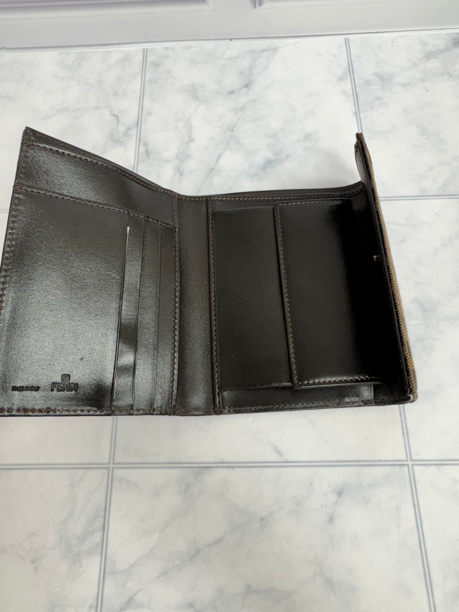 LIKE NEW - Fendi Brown And Black Zucca Canvas Wallet