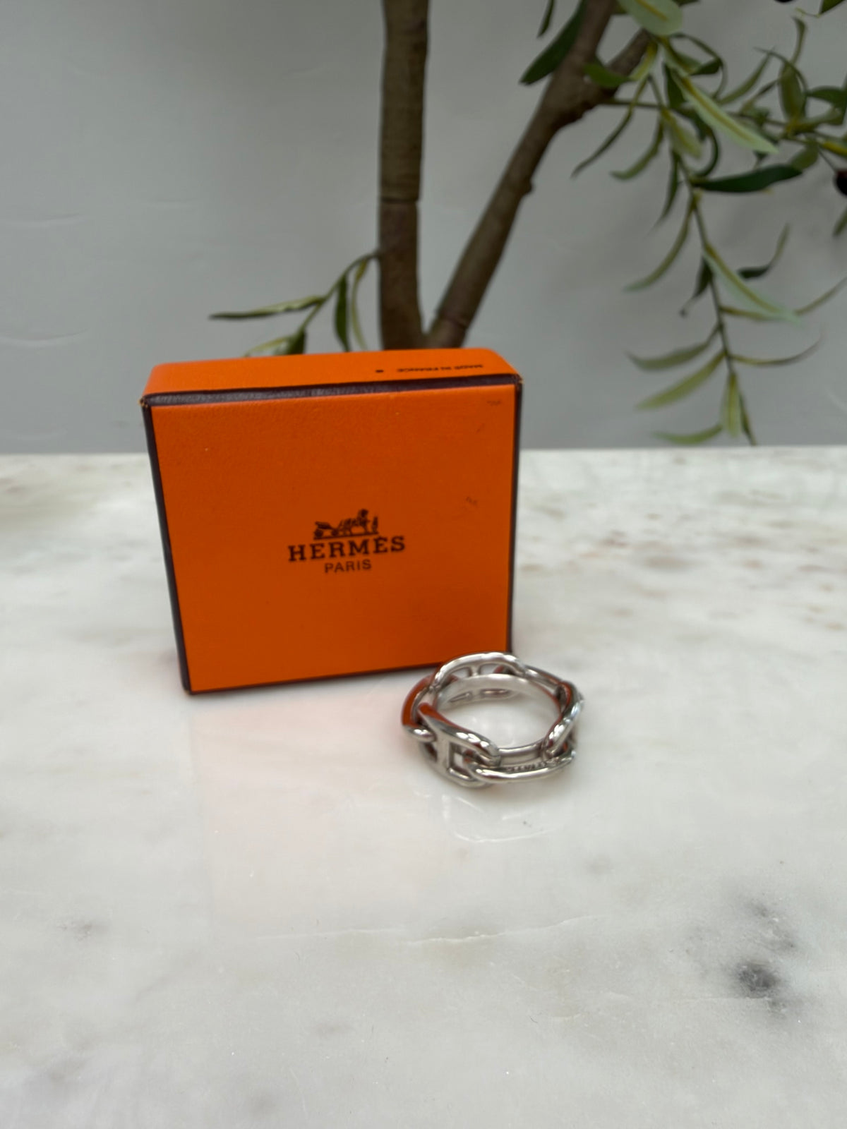 Hermes Silver Tone Regate Scarf Ring