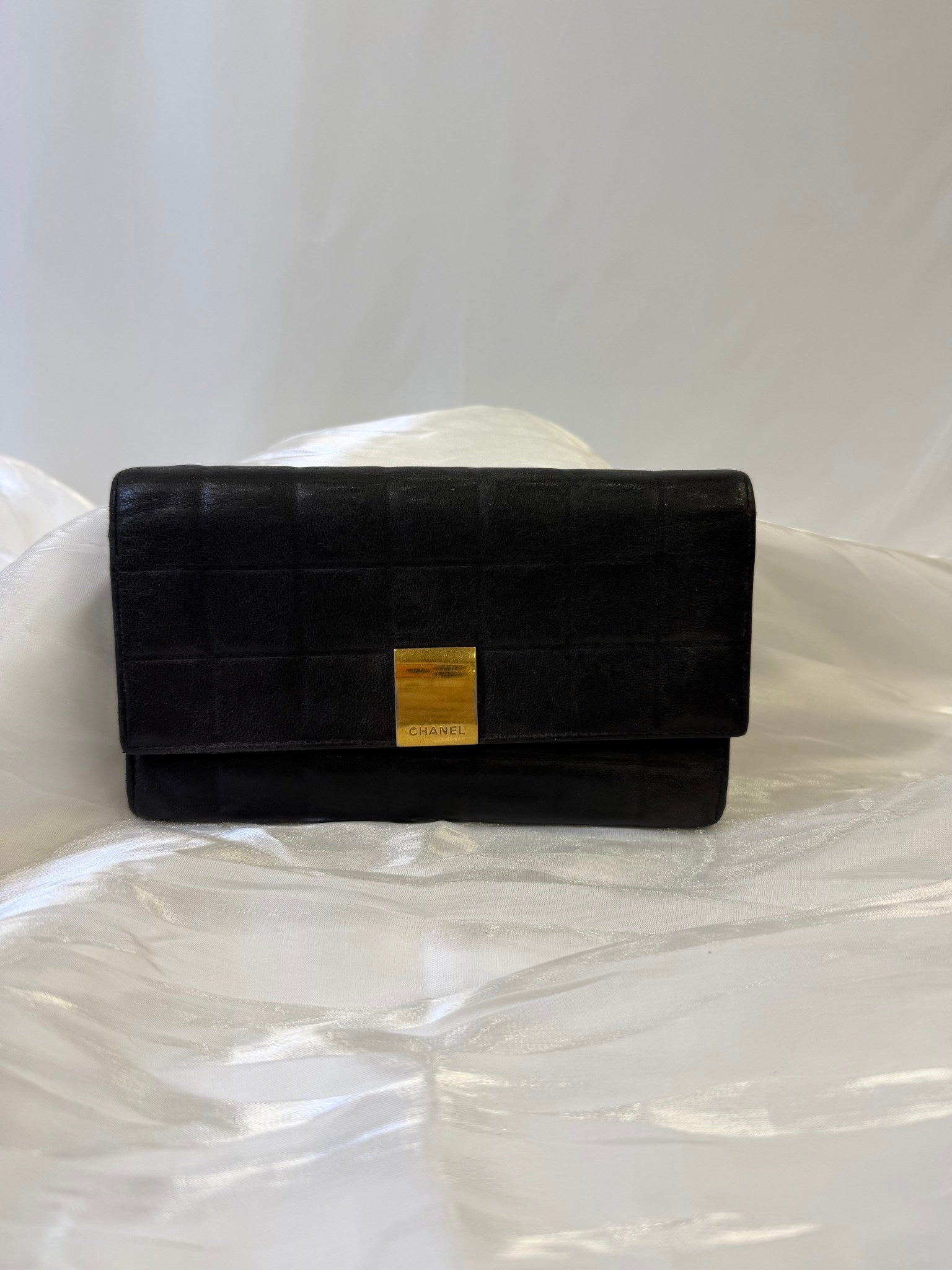 Chanel Black Lambskin Chocolate Bar Wallet 
