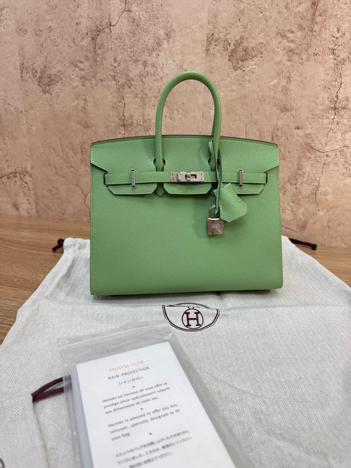 BRAND NEW- Hermes Vert Criquet Epsom Leather Birkin Sellier 25