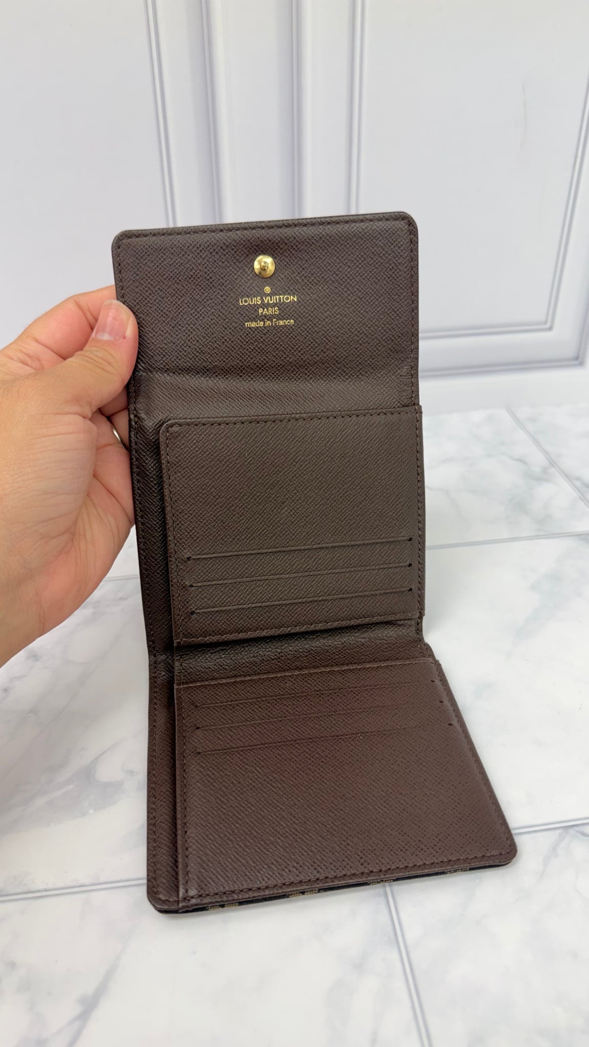 Louis Vuitton Brown Monogram Mini Lin Elise Compact Wallet