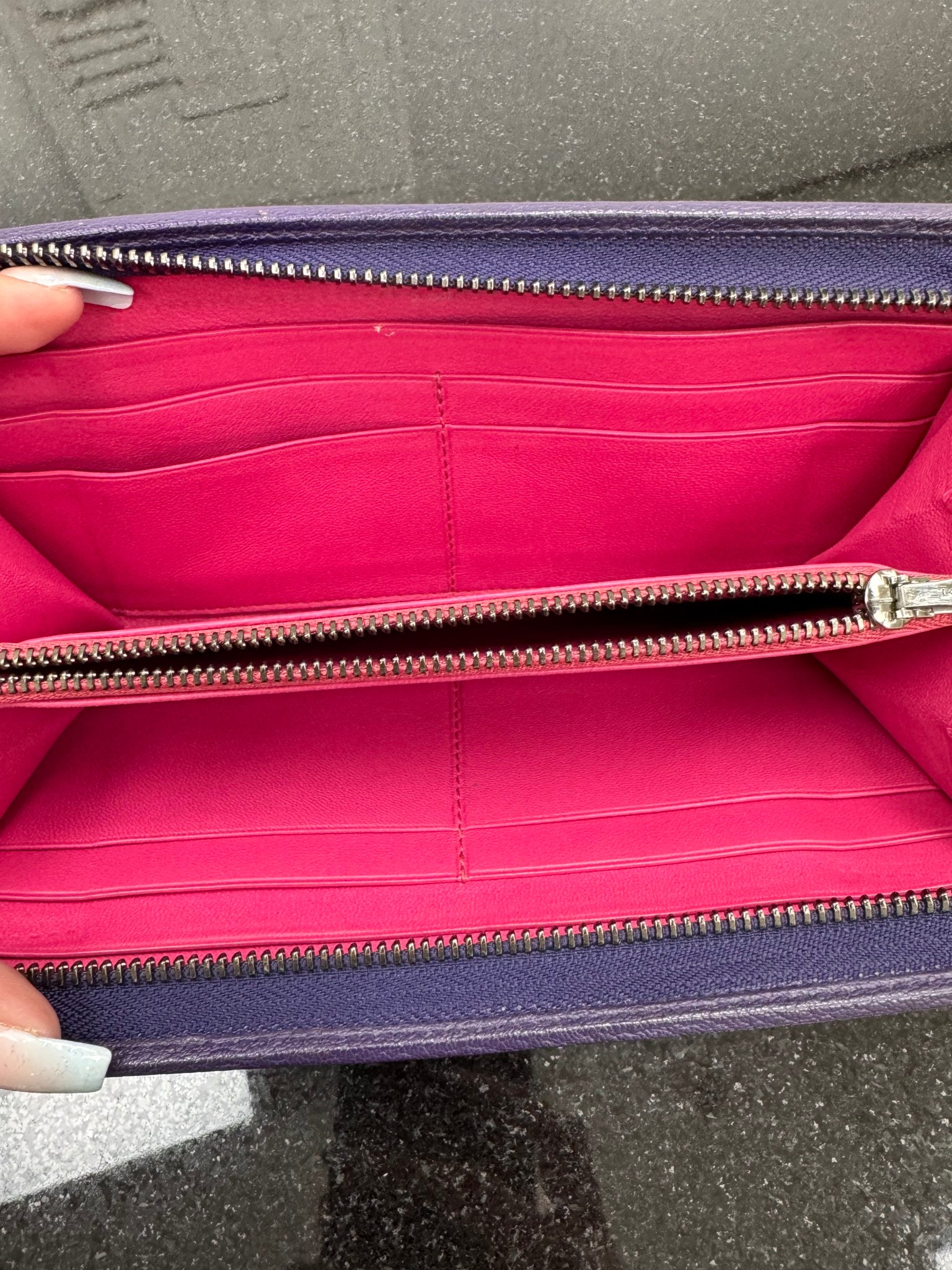 Loewe Purple Leather Zippy Wallet