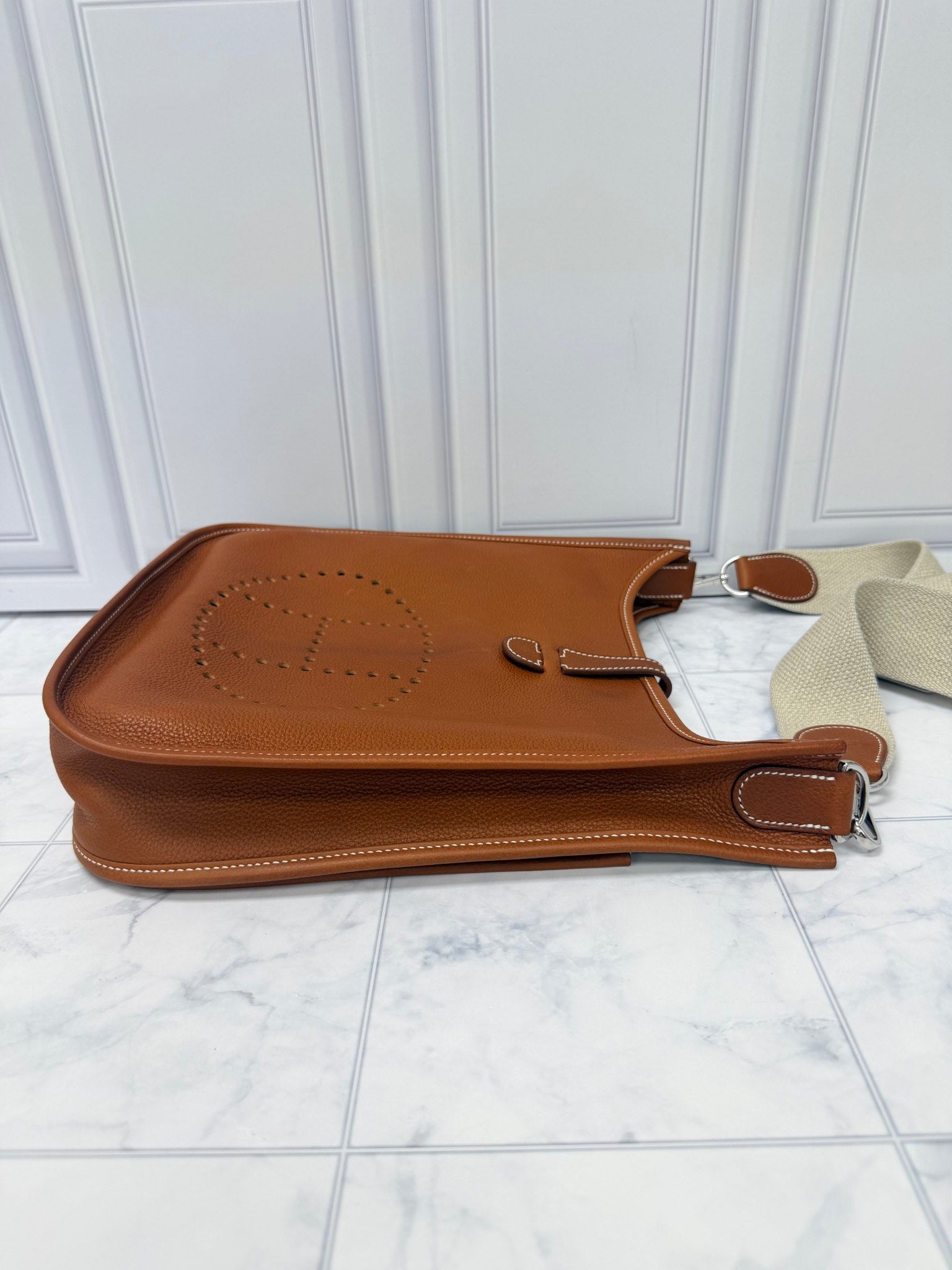 Hermes Gold Barenia Faubourg Leather Evelyne 29 Bag 