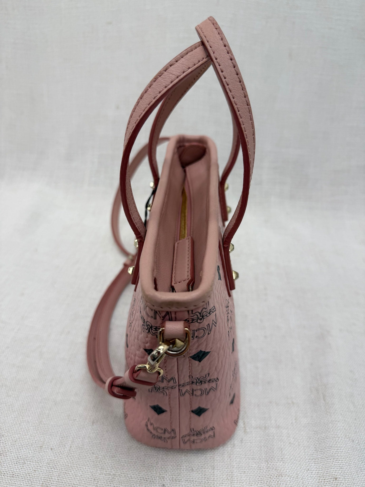 MCM Pink Coated Canvas Bunny 2Way Bag