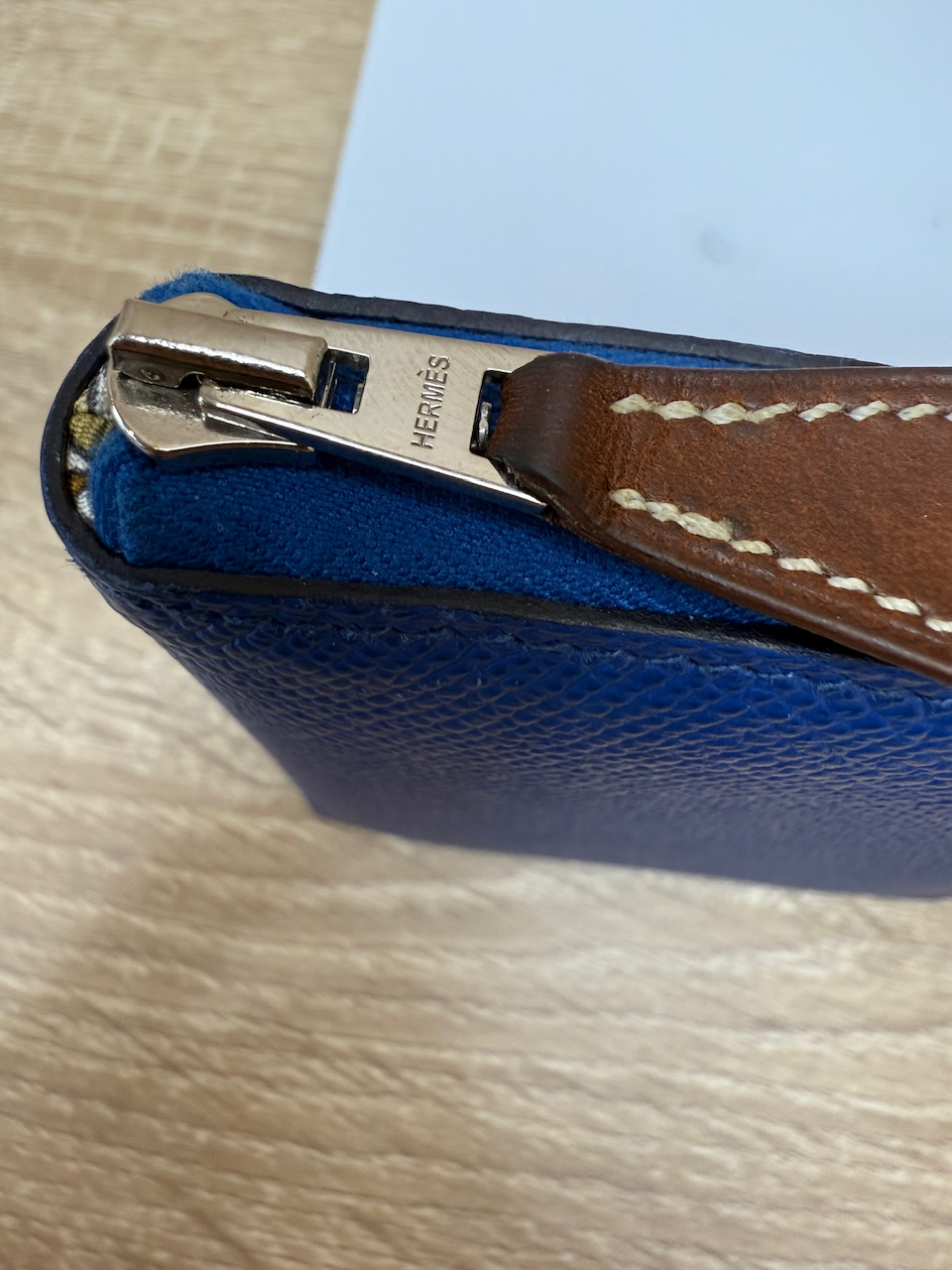 Hermes Blue Epsom Leather Azap Compact Zippy Wallet