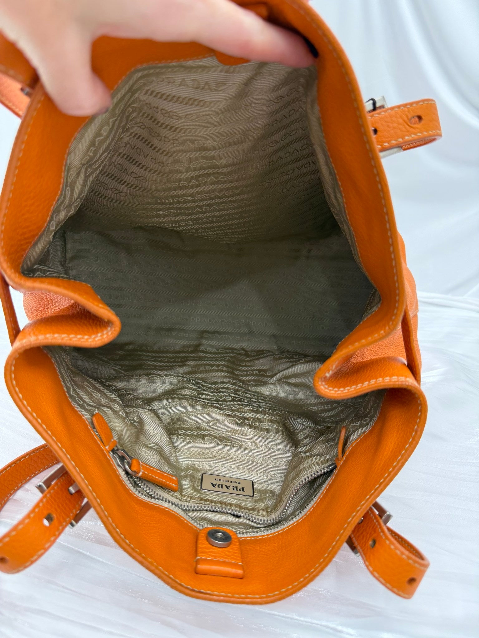 Prada Orange Leather Shoulder Tote