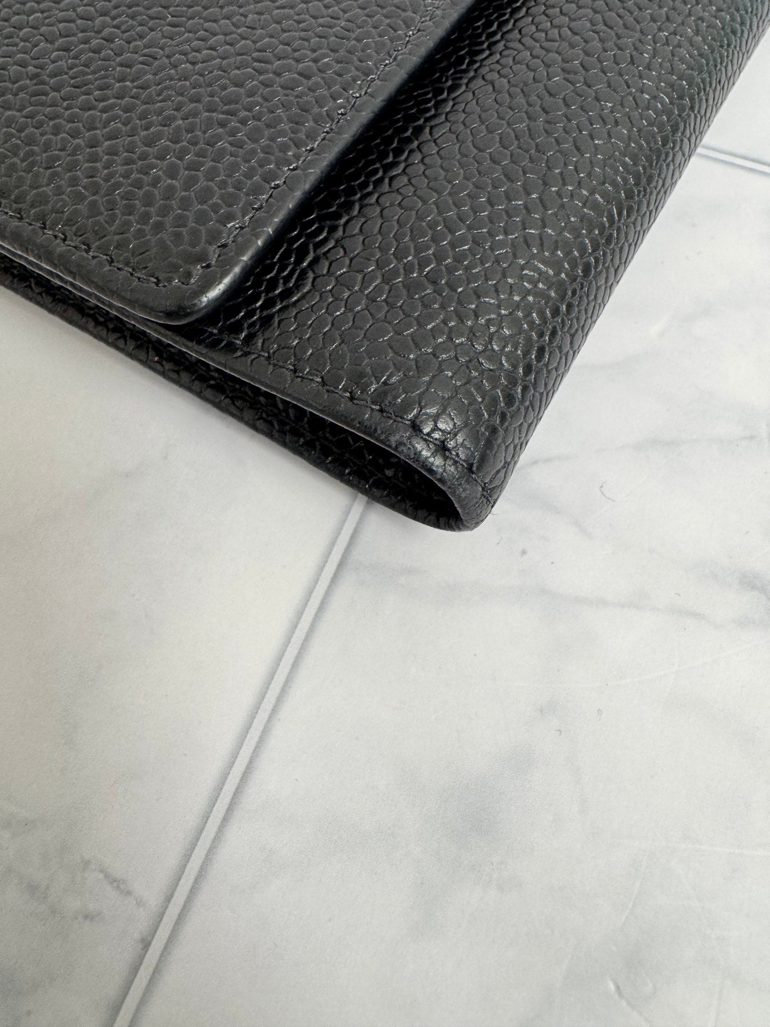 Chanel Black Caviar Leather CC Trifold Compact Wallet