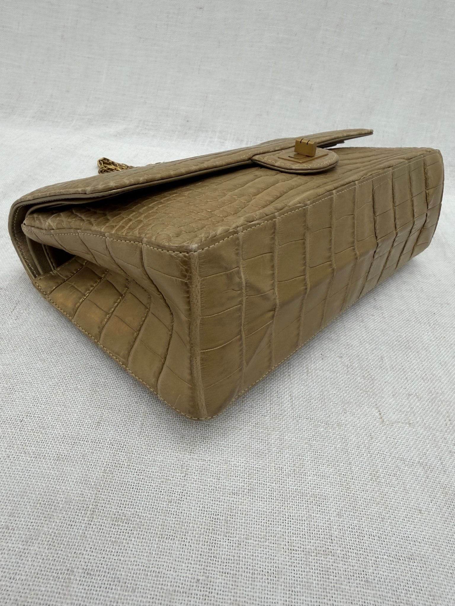 Chanel Metallic Gold Matte Crocodile 2.55 Reissue Double Flap Bag