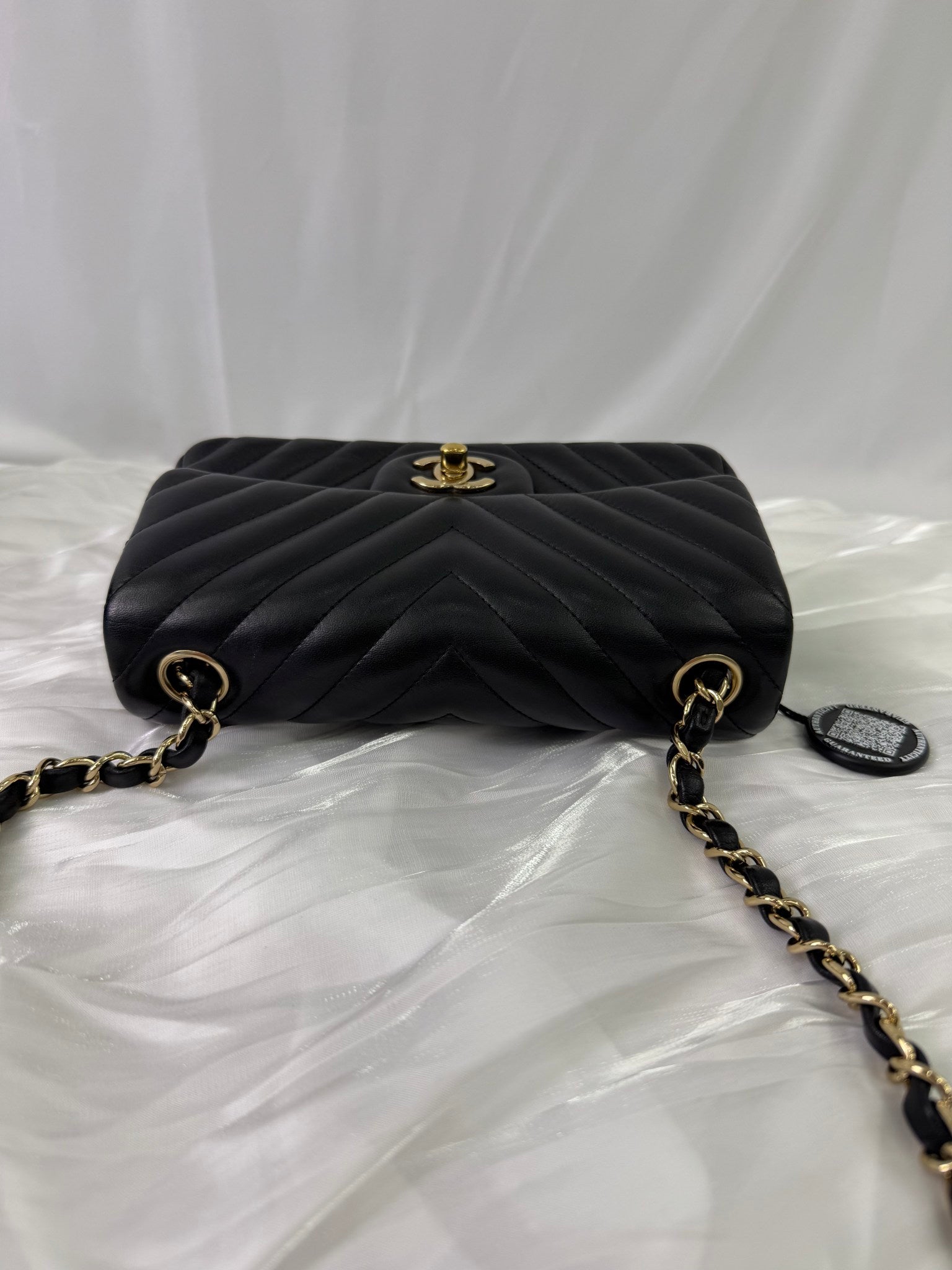 Chanel Black Lambskin Chevron Quilted Handbag