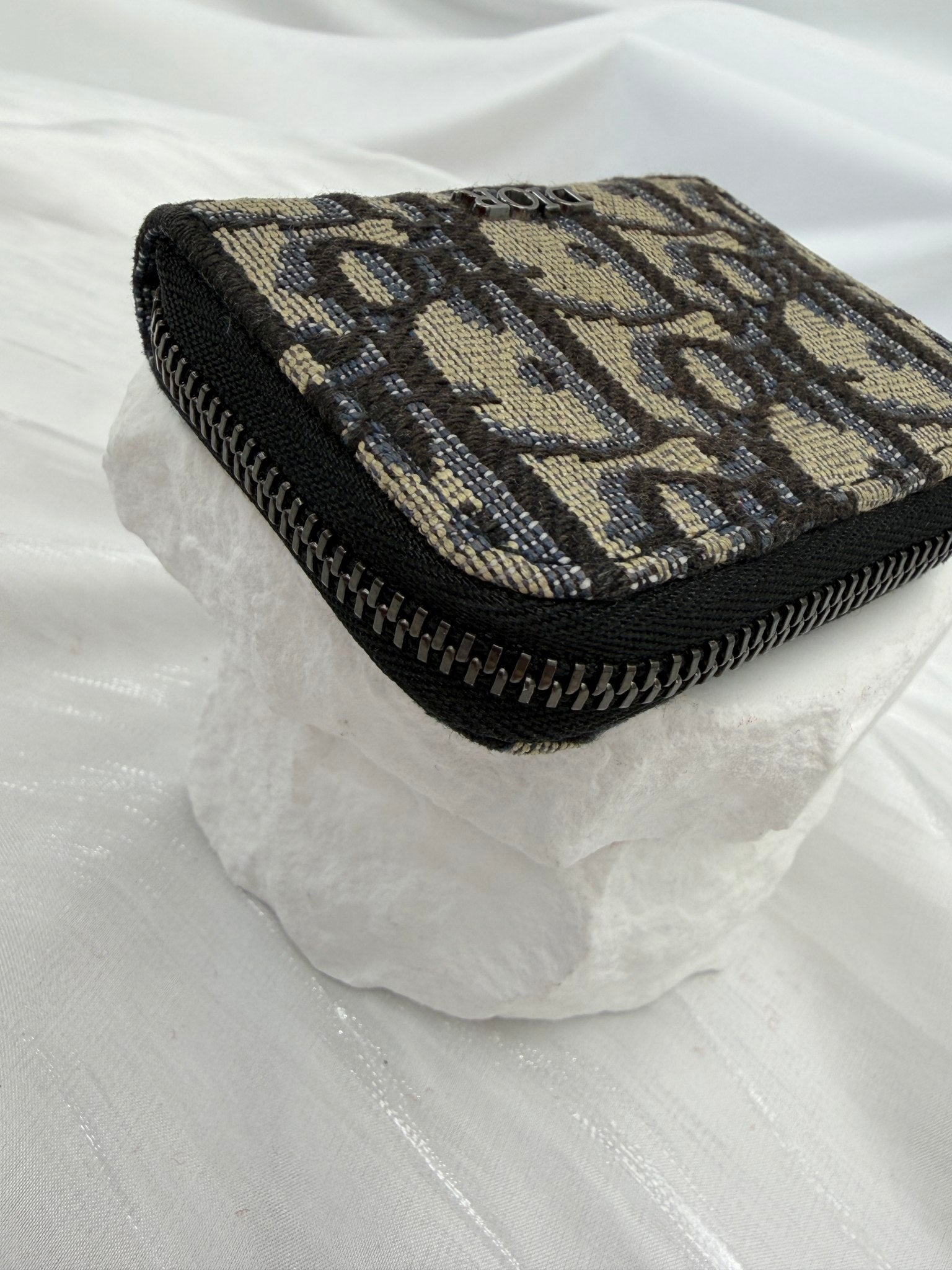 Christian Dior Blue Trotter Mini Zippy Coin Pouch