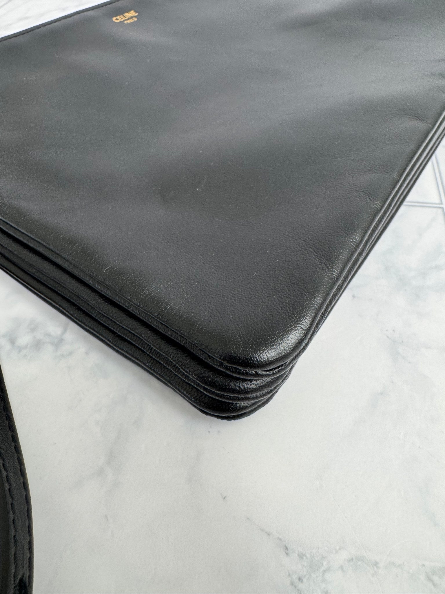 Celine Black Leather Triple Pochette Crossbody Bag