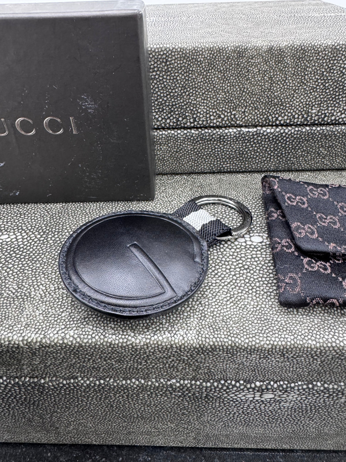 LIKE NEW - Gucci Black Leather G Keychain
