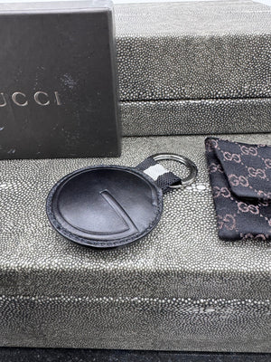 LIKE NEW - Gucci Black Leather G Keychain