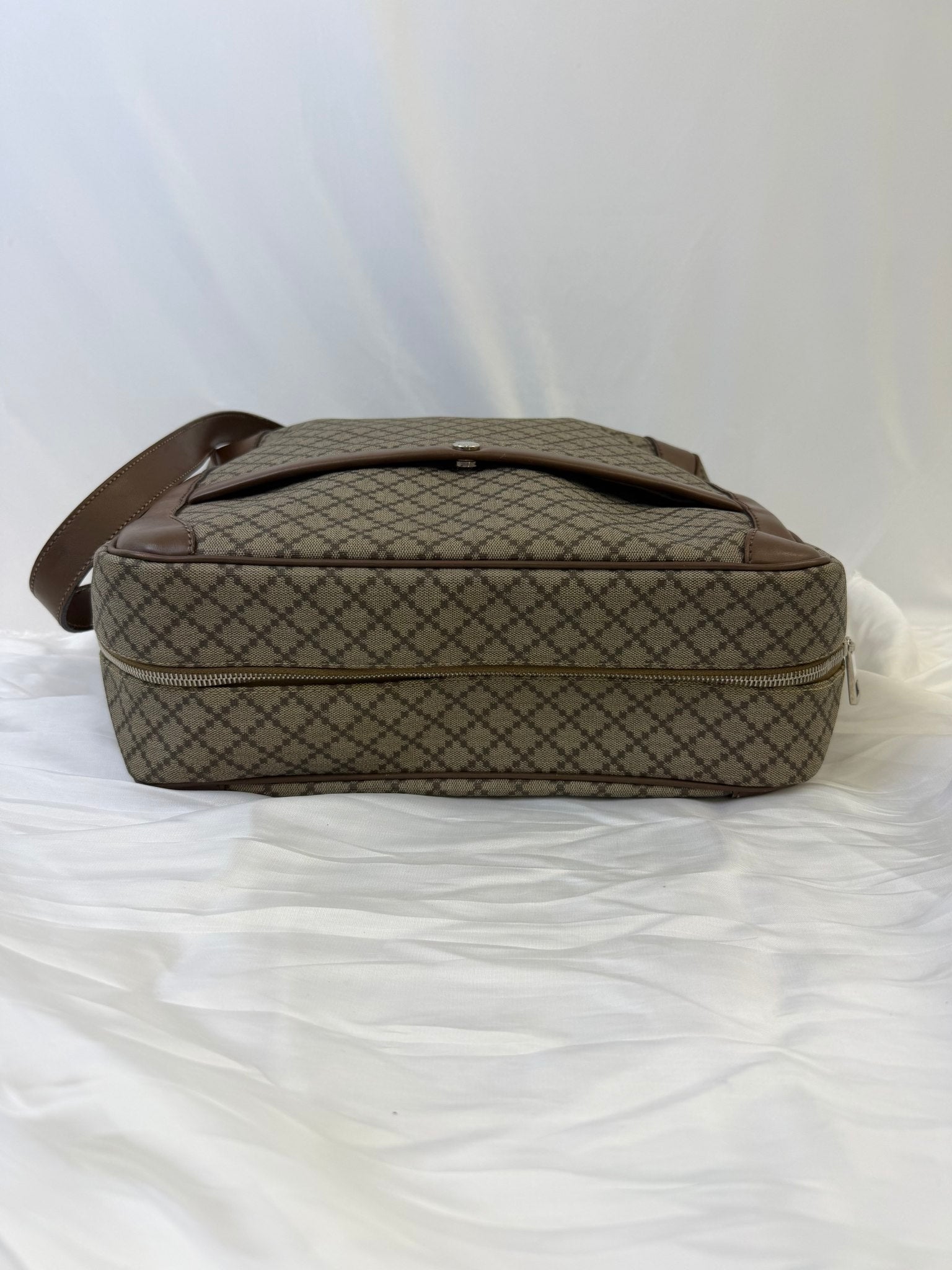 Gucci Brown Coated Canvas Laptop Bag