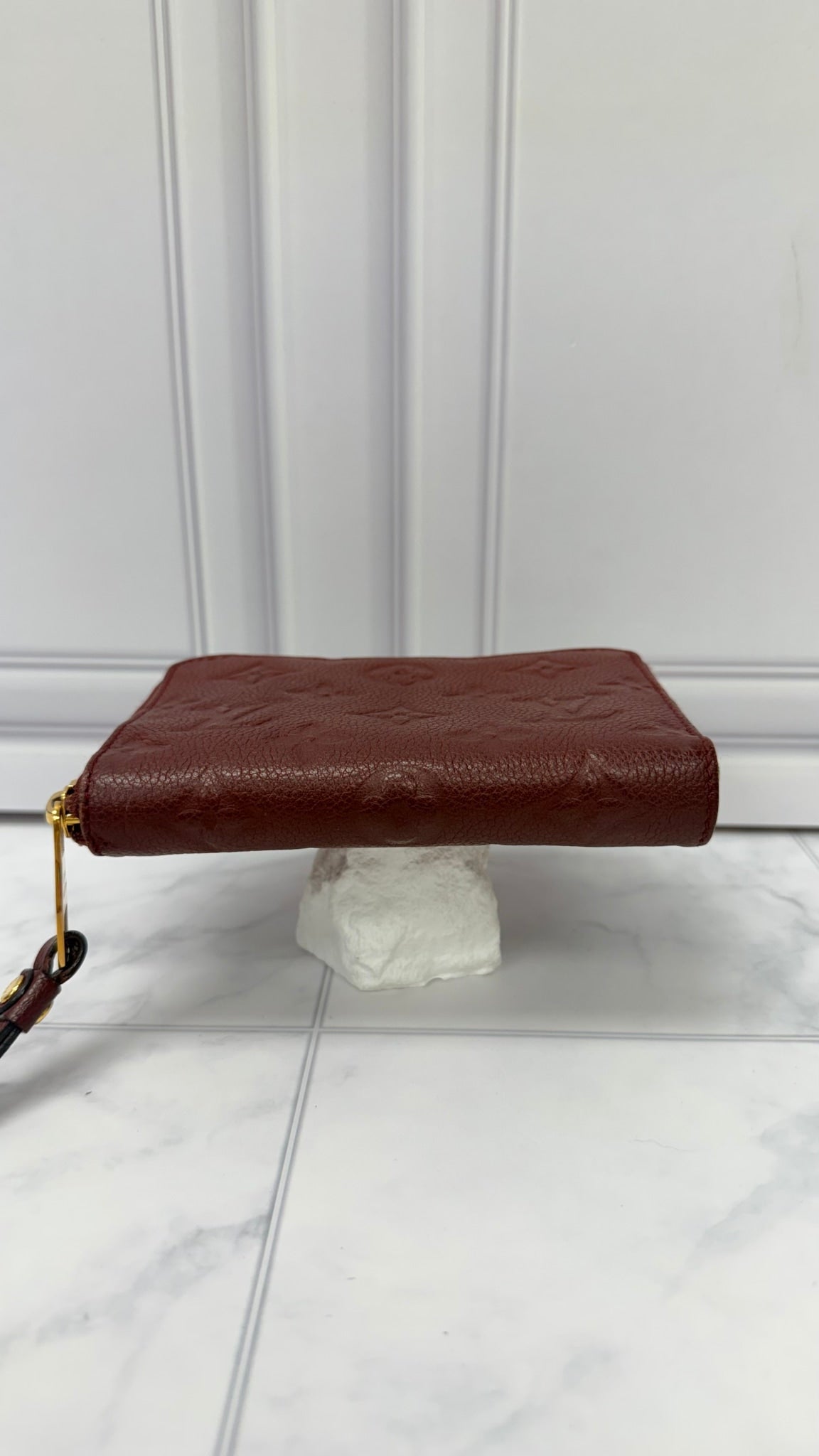 Louis Vuitton Burgundy Monogram Empreinte Leather Secret Compact Zippy Wallet