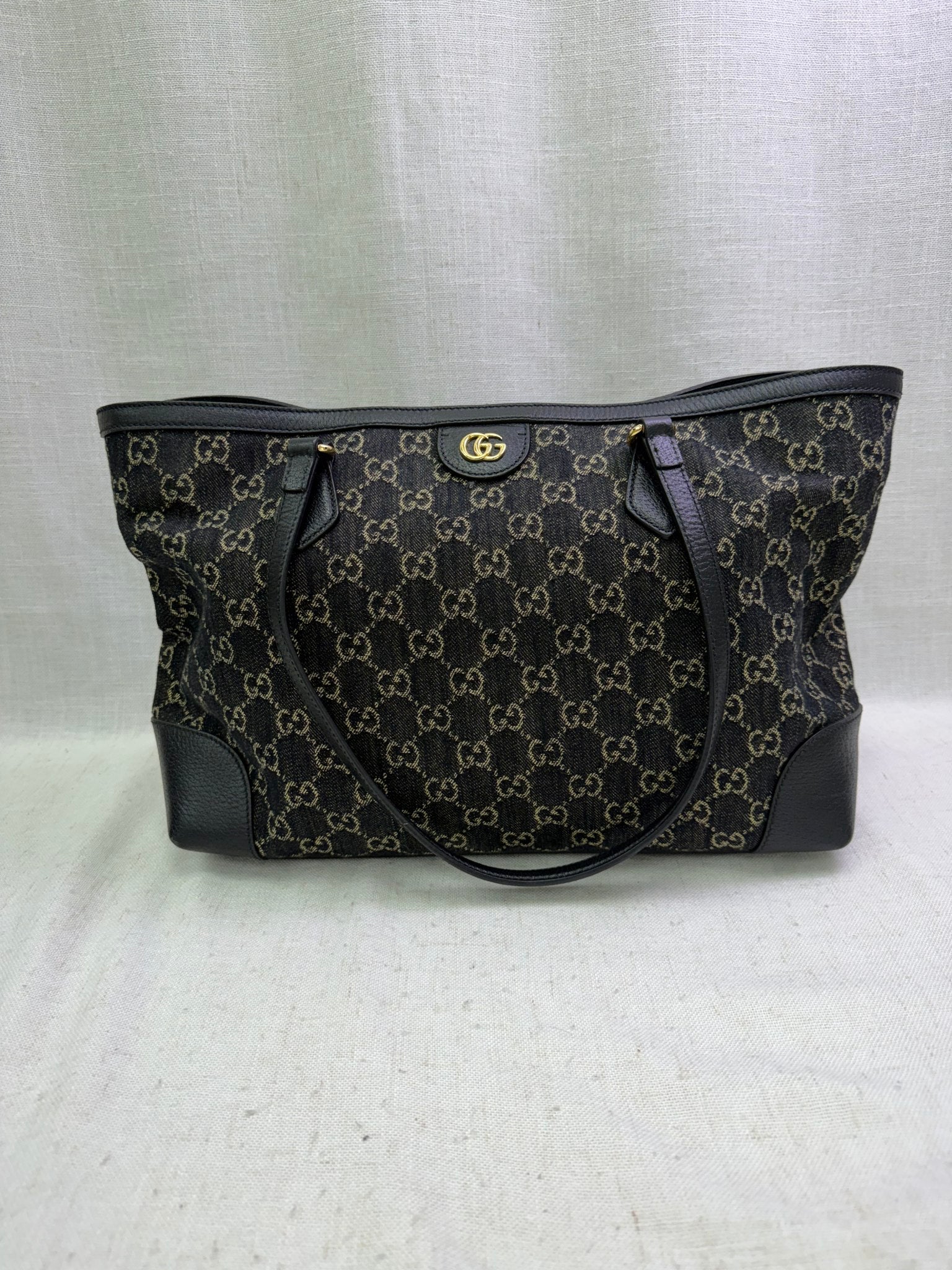Gucci GG Black Denim Ophidia Medium Tote