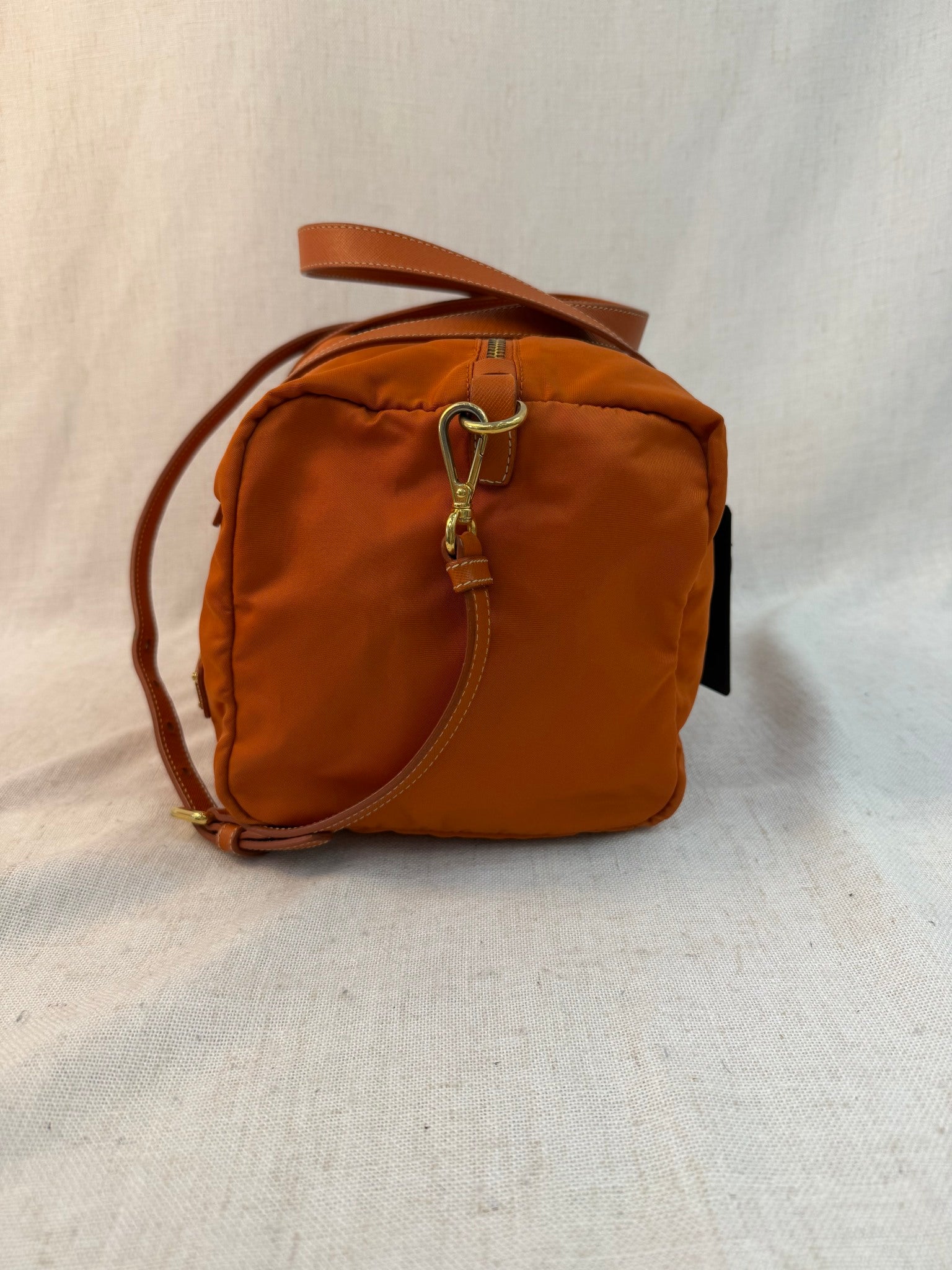 Prada Orange Nylon Boston Two Way Bag