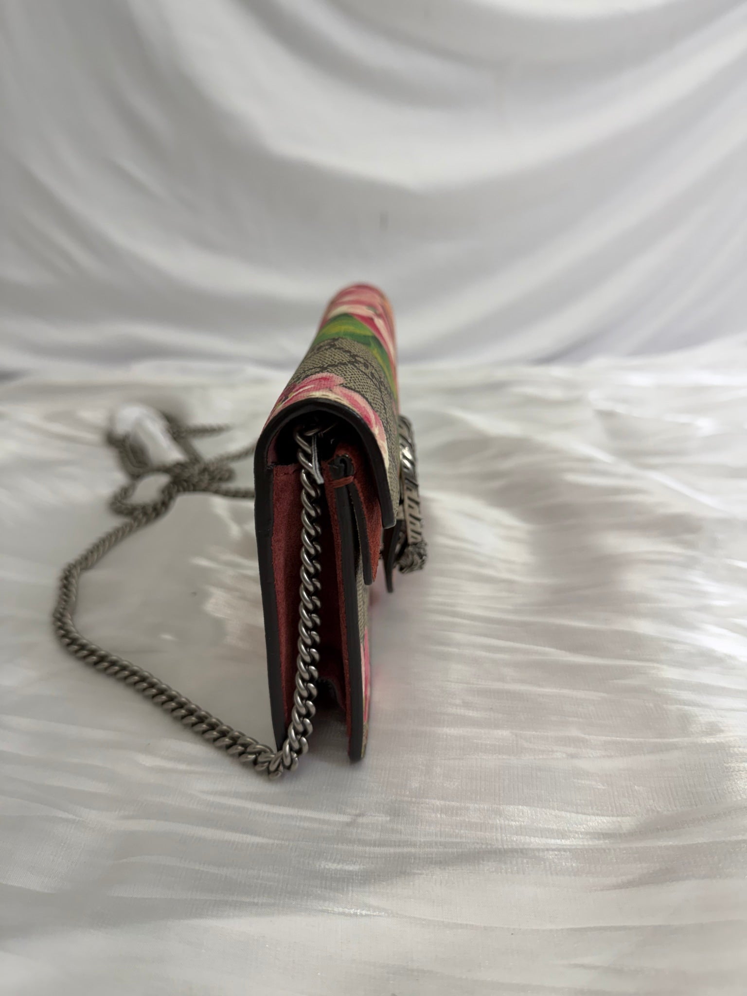 Gucci GG Supreme Pink Blooms Super Mini Dionysus Bag