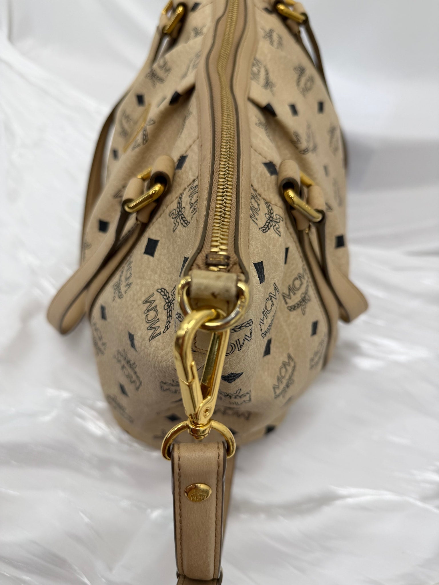 MCM Tan Visetos Coated Canvas 2Way Shopper Tote