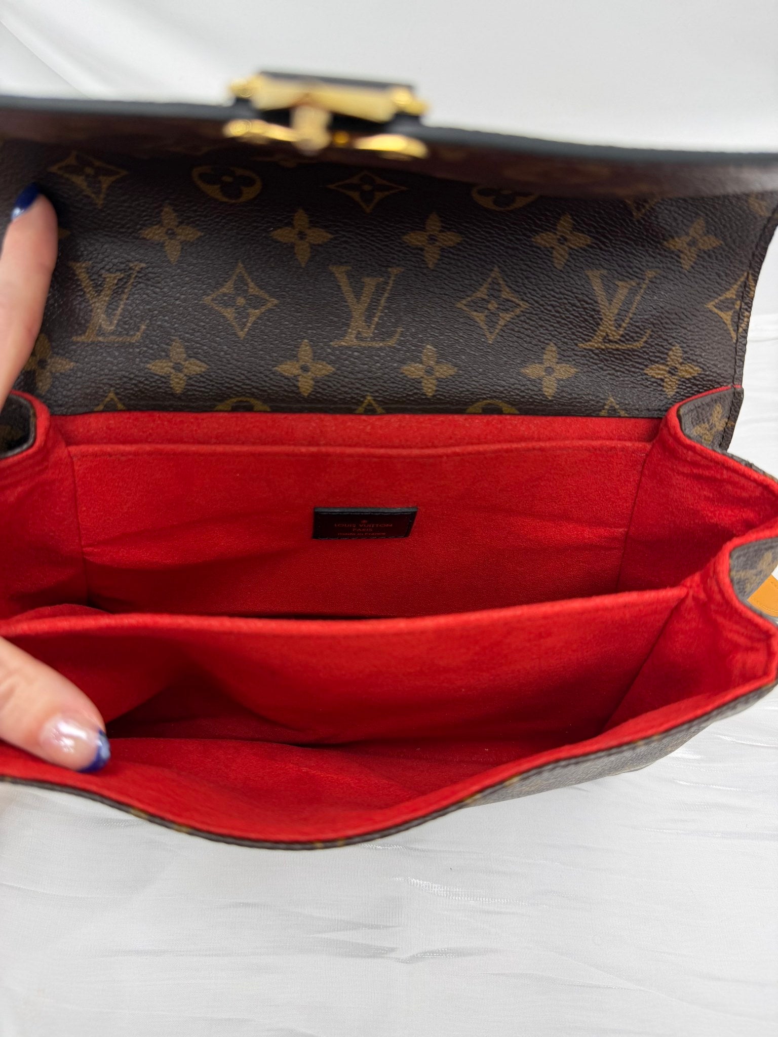 LIKE NEW- Louis Vuitton Monogram Braided Coquelicot Handle Pochette Metis Bag