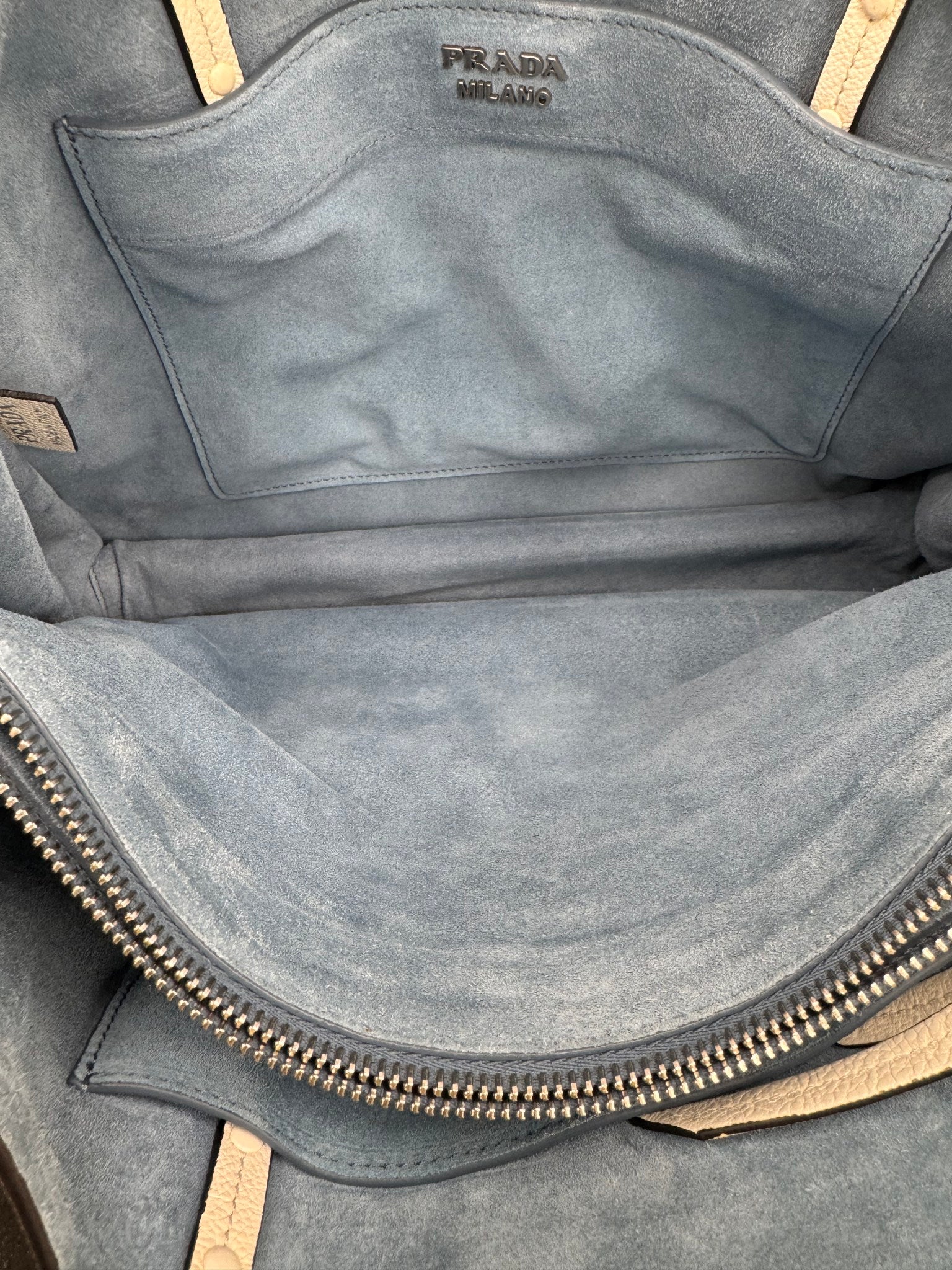 Prada White Grained Leather Glace Etiquette Tote Bag