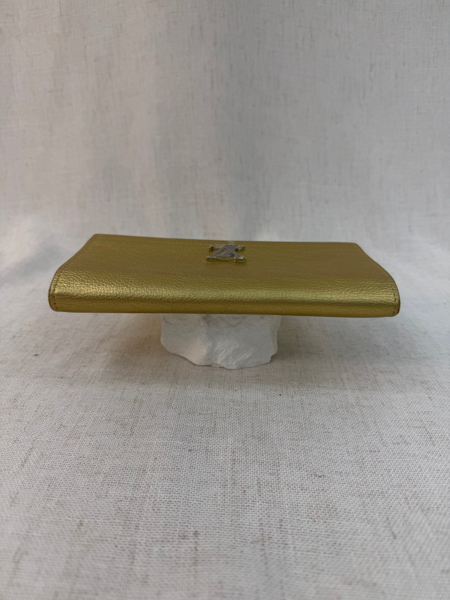 Louis Vuitton Gold Leather Mylockme Long Flap Wallet