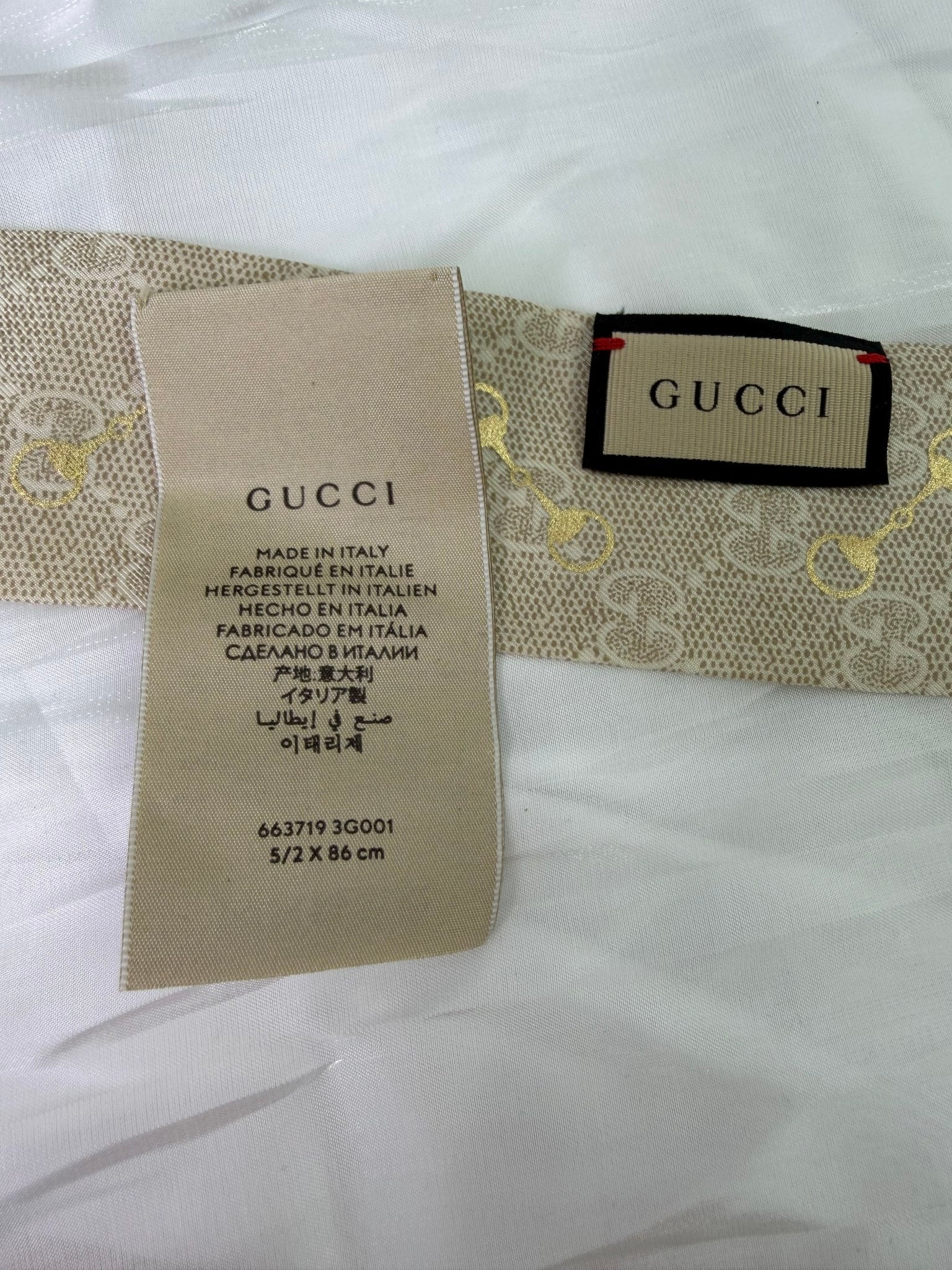 Gucci Beige And Pink Silk Horsebit Twilly