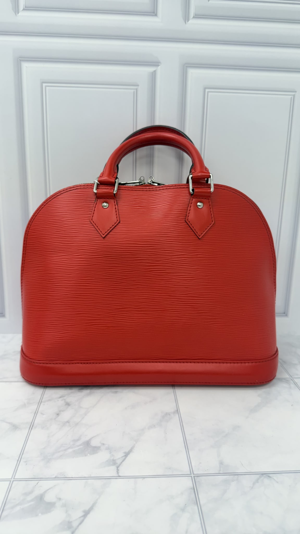Louis Vuitton Red Epi Leather Alma PM Handbag 