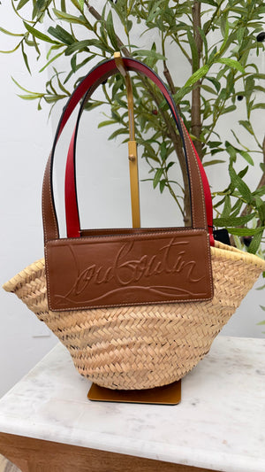 Christian Louboutin Natural Straw Loubishore Small Tote Bag