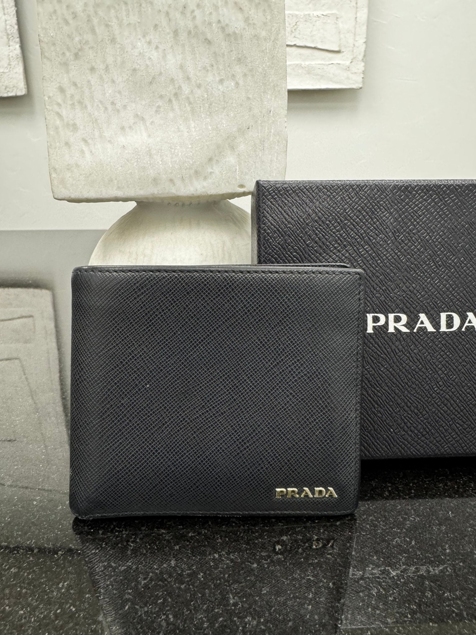 Prada Navy Blue Saffiano Leather Bifold Wallet