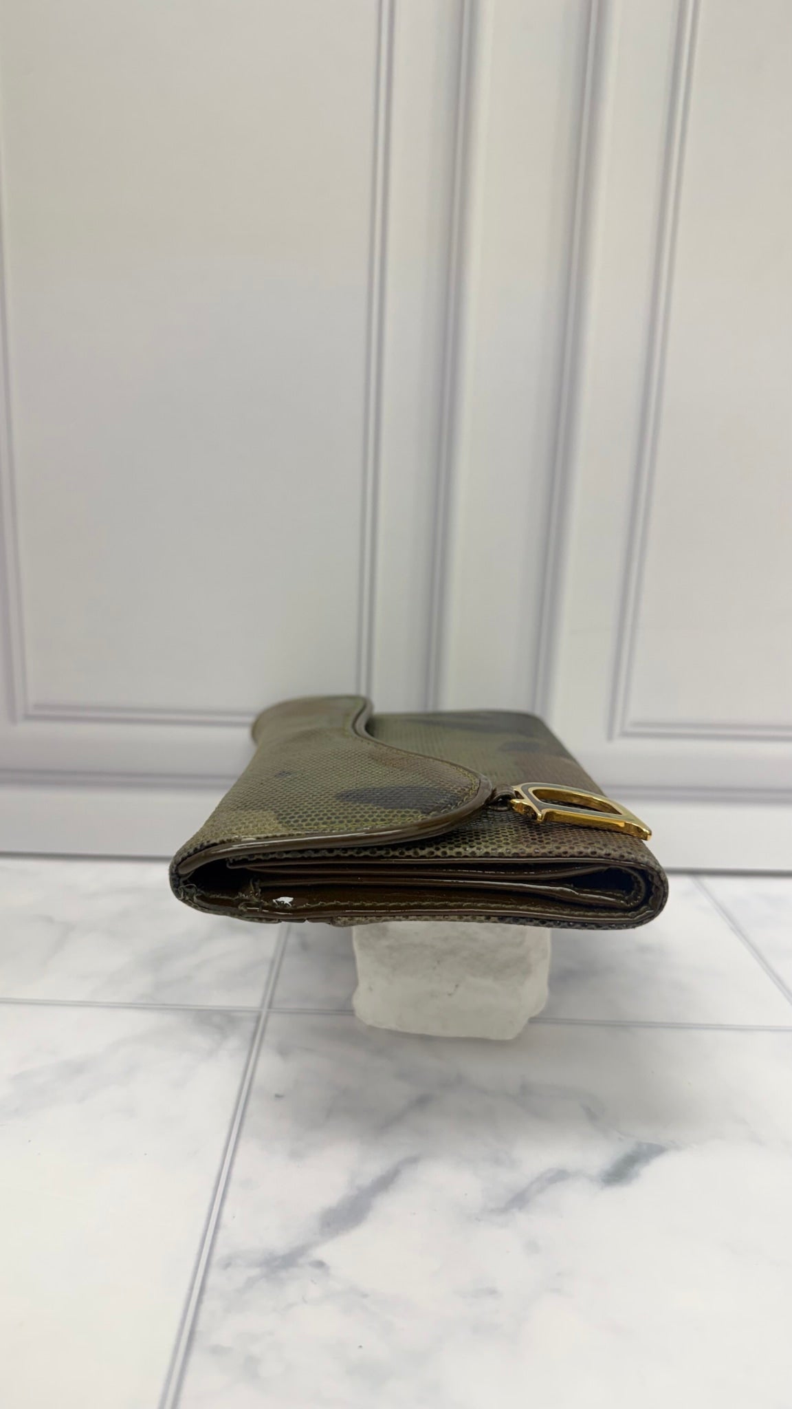 Christian Dior Green Canvas Camouflage Saddle Wallet 