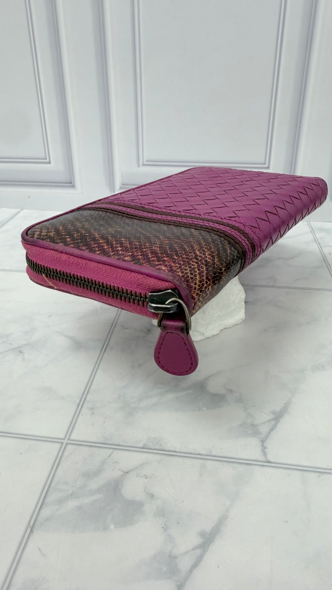 Bottega Veneta Purple Intrecciato Leather Zippy Wallet 