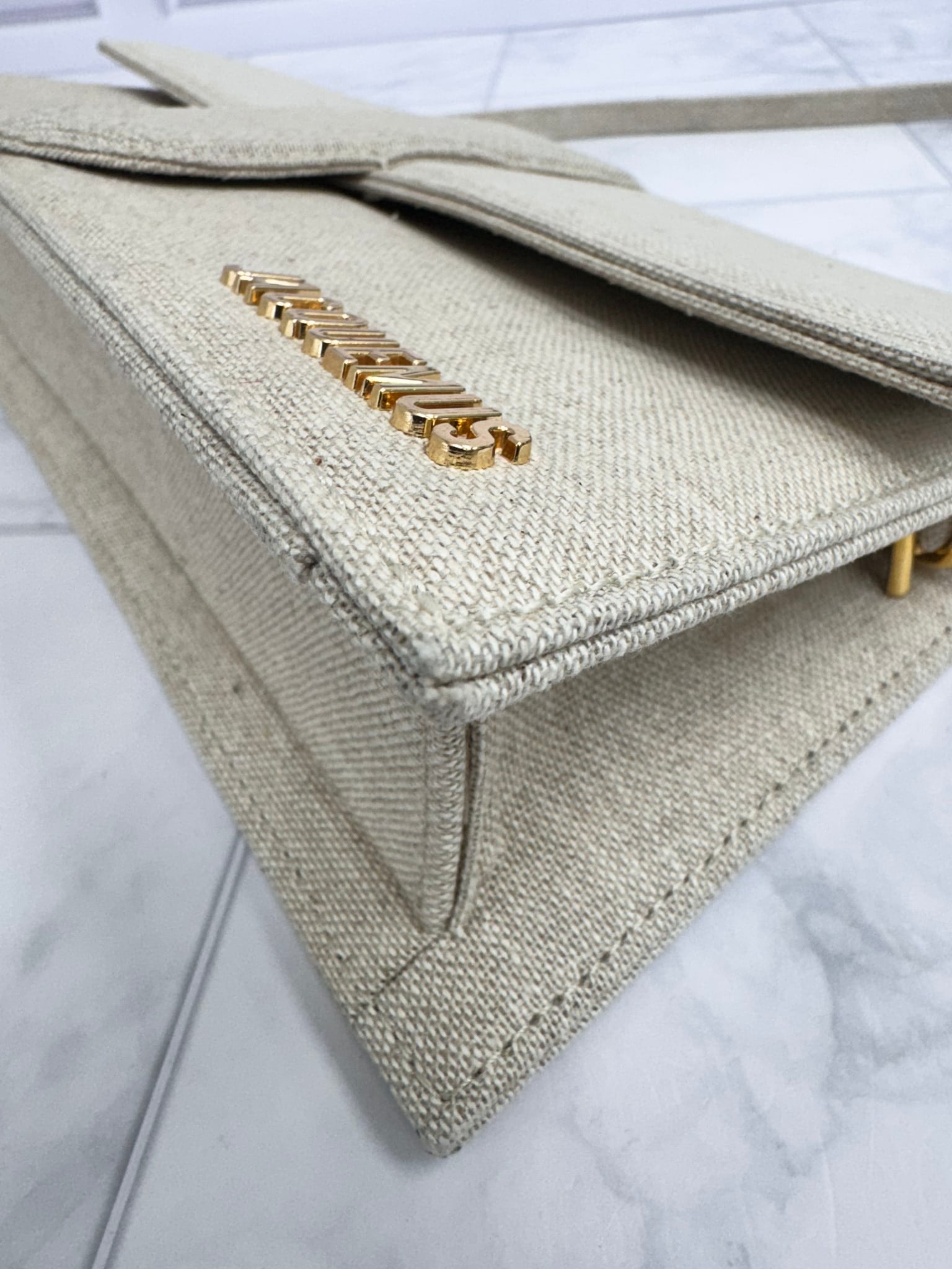 Jacquemus Beige Canvas Le Bambino Long Shoulder Bag