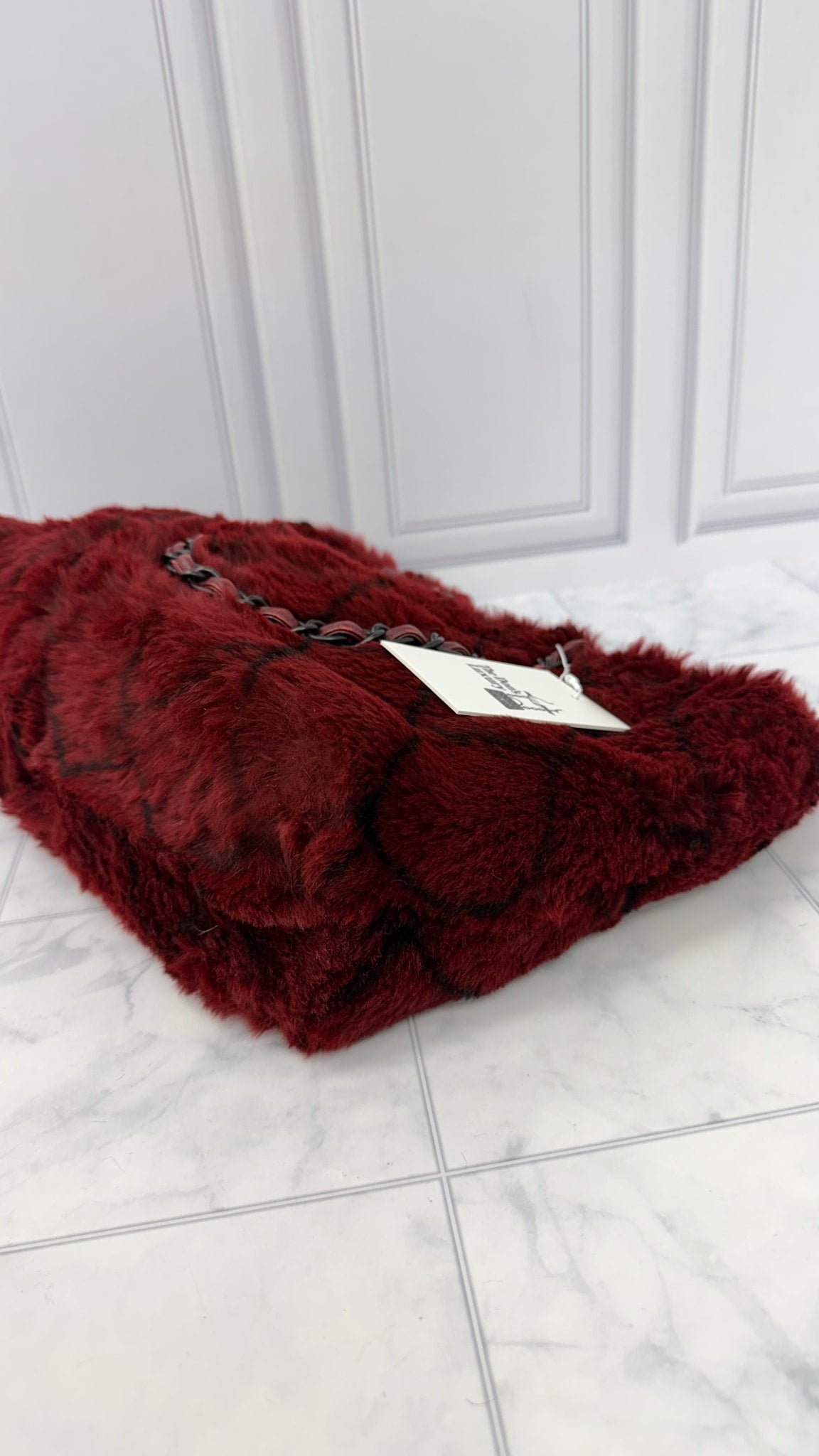 Chanel Wine Rabbit Fur Orylag Shoulder Bag 