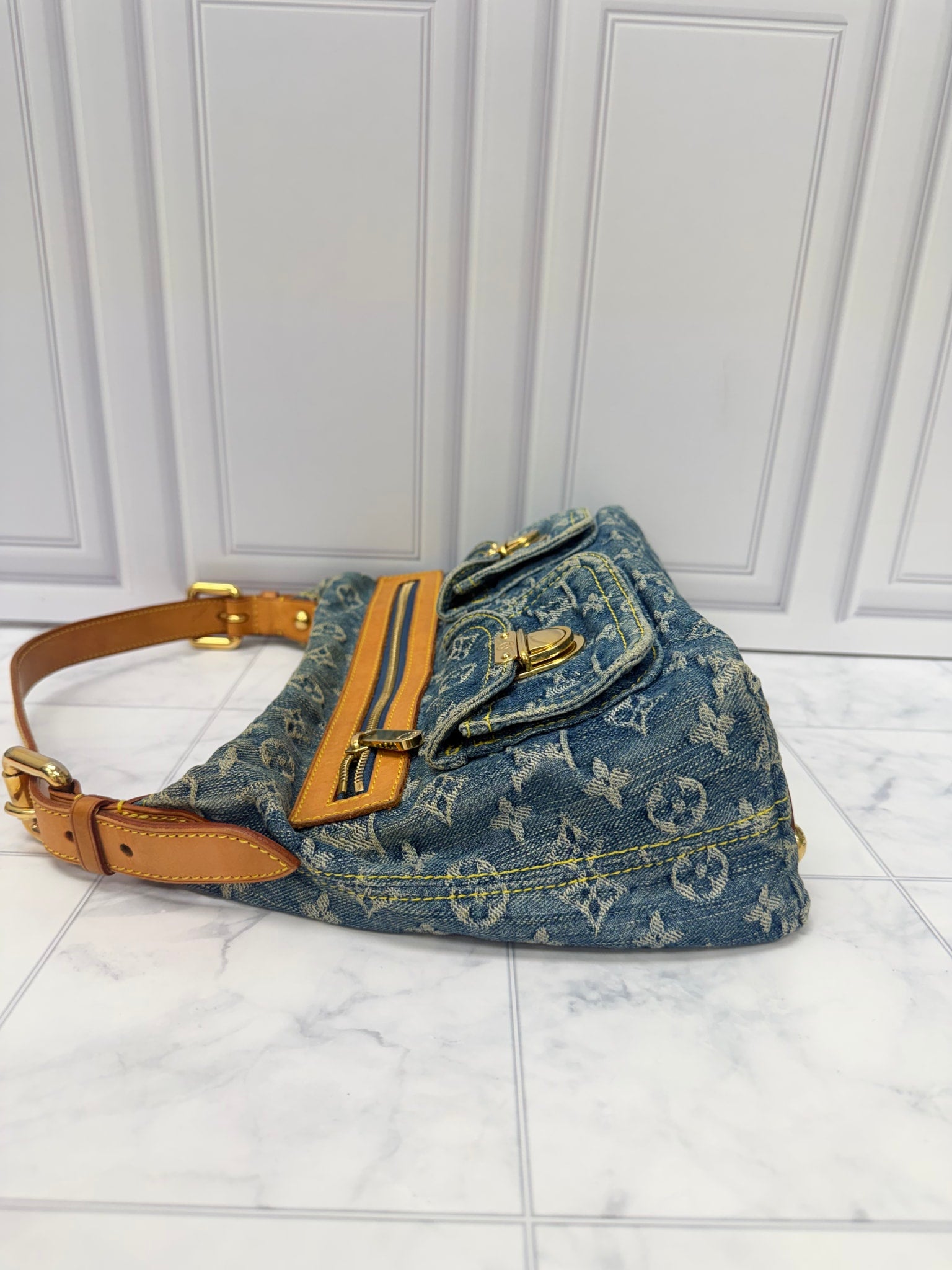 Louis Vuitton Monogram Blue Denim Shoulder Bag 