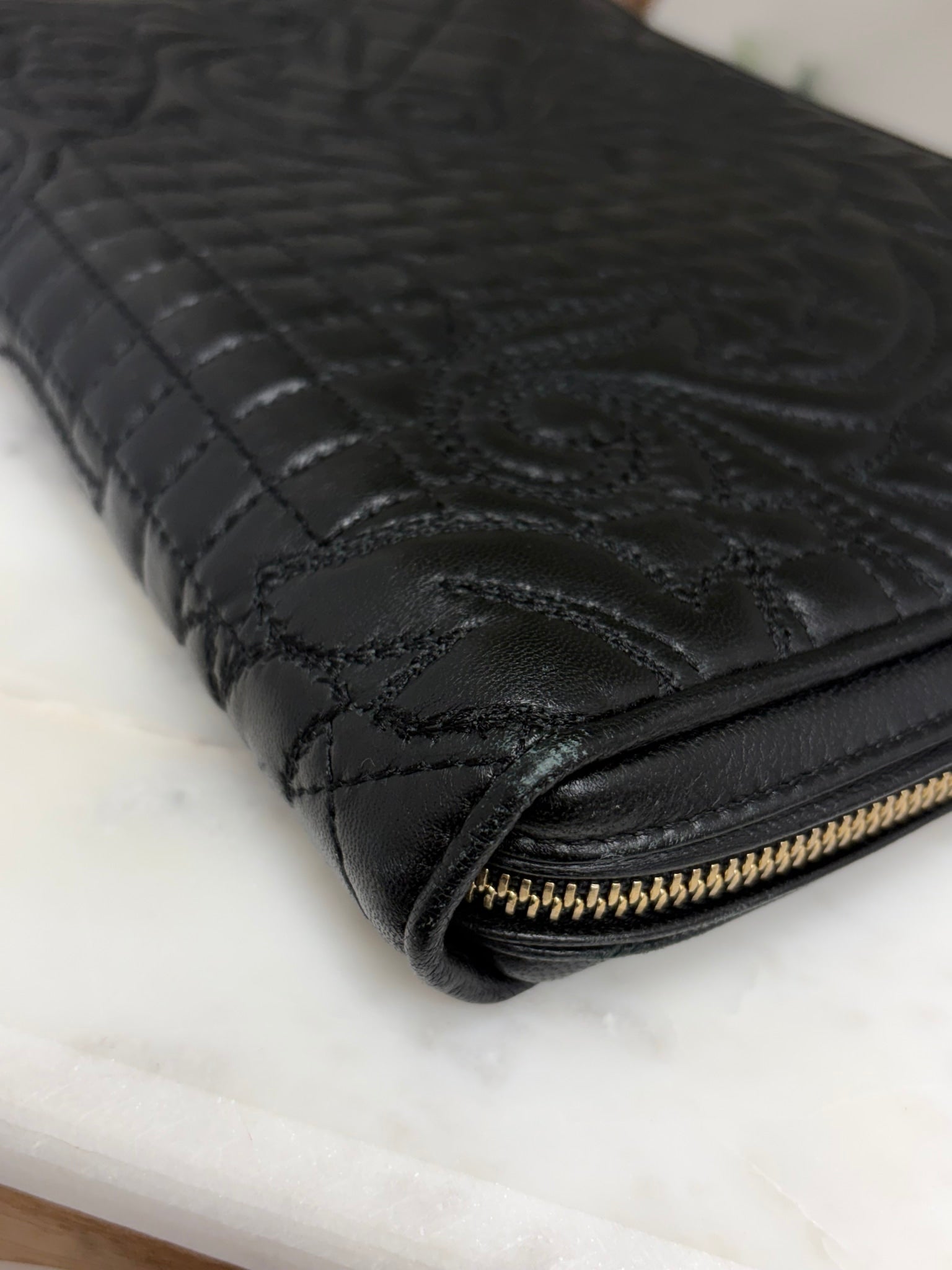 Versace Black Quilted Leather Portfolio