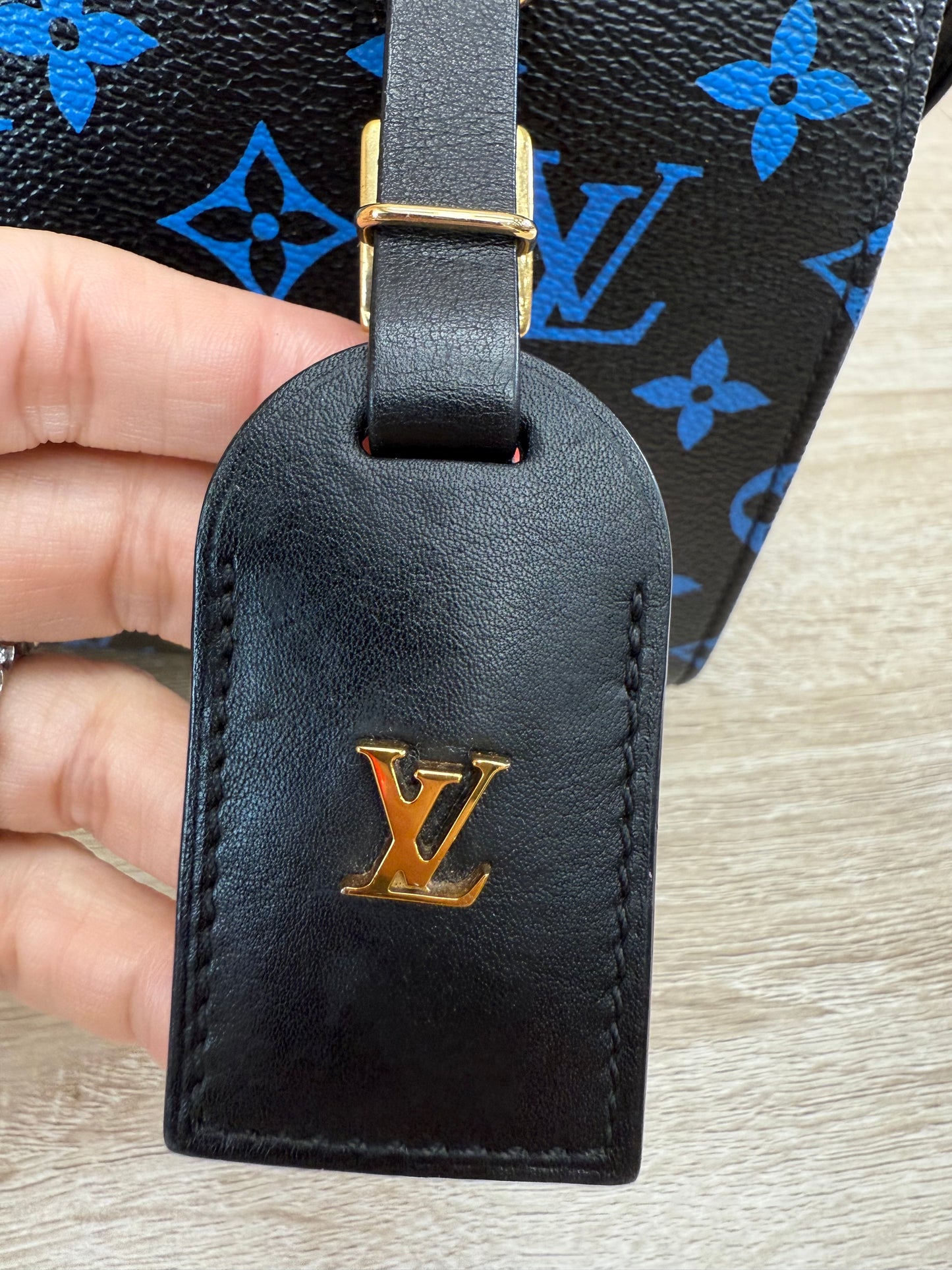 Louis Vuitton Monogram Black x Blue Speedy Amazon PM