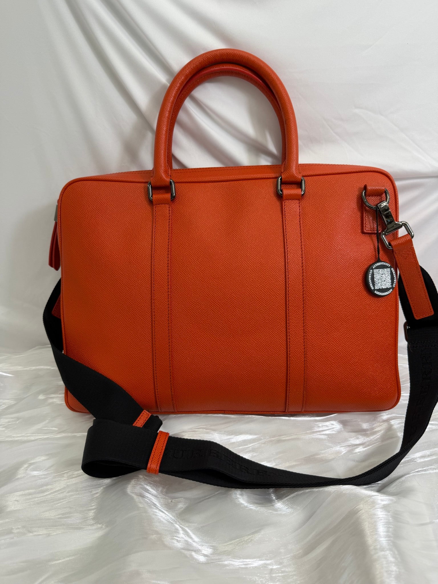 Burberry Orange Leather Newburg Briefcase