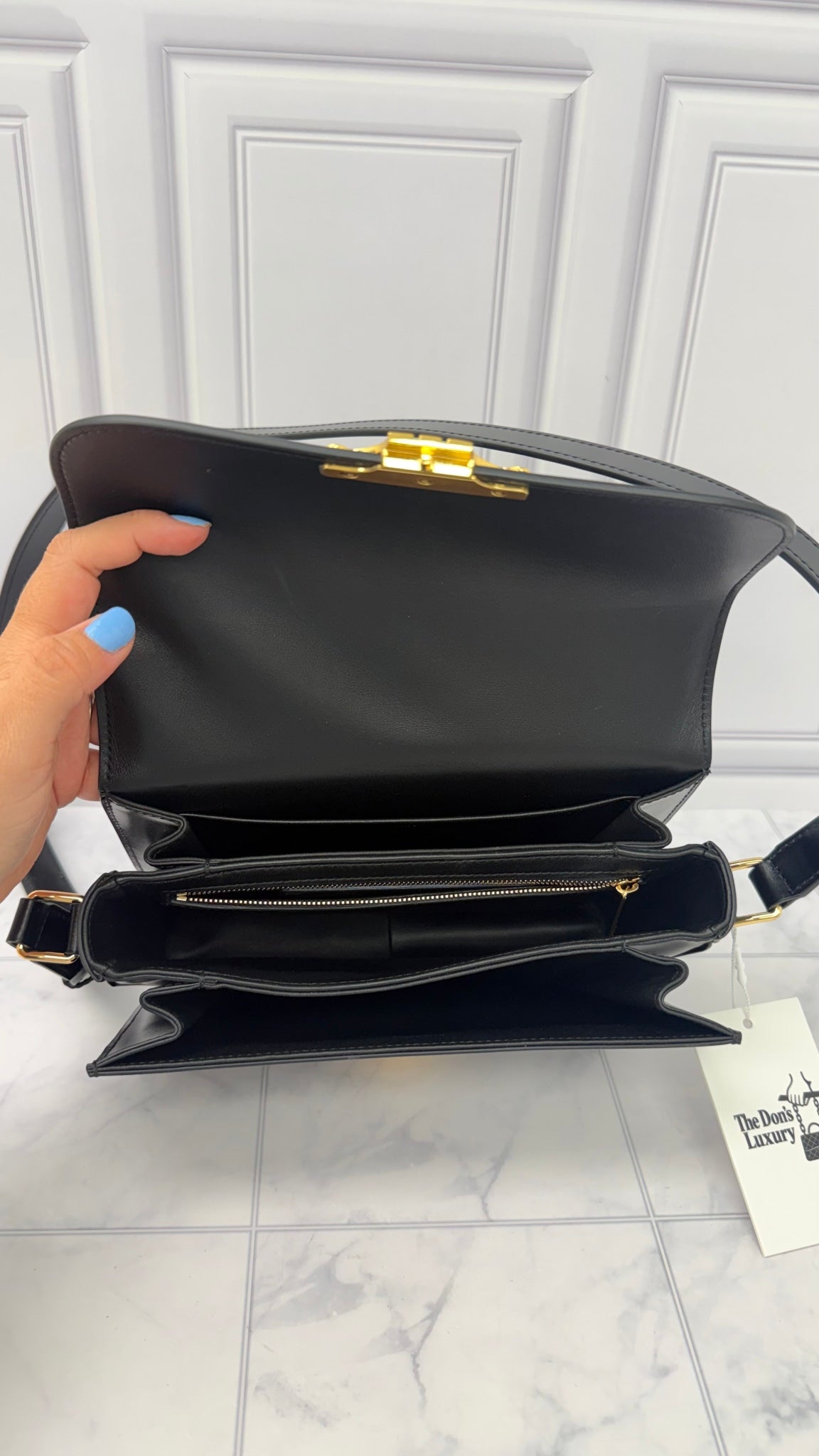 LIKE NEW - Celine Black Leather Classique Triomphe Crossbody Bag 