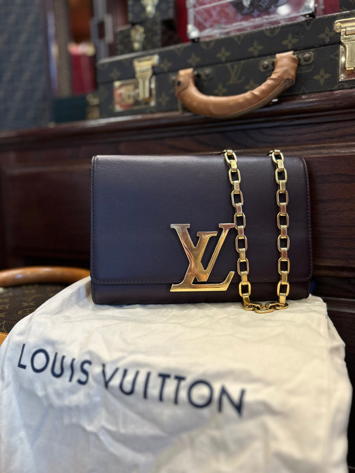 Louis Vuitton Purple Leather Chain Louise GM Clutch Bag