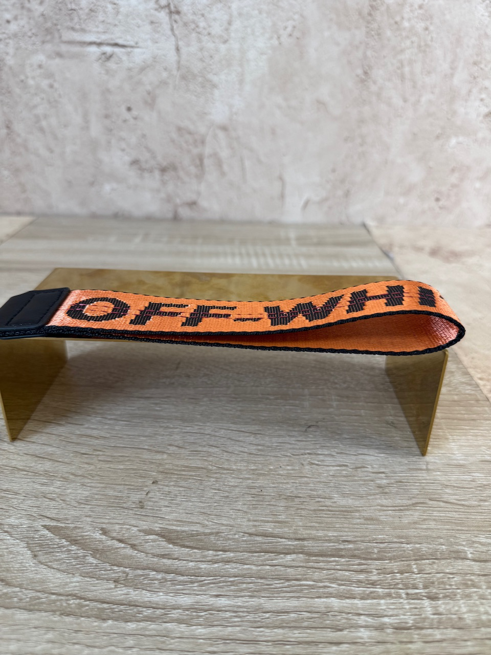 LIKE NEW Off White Double Sided Embroidered Key Chain