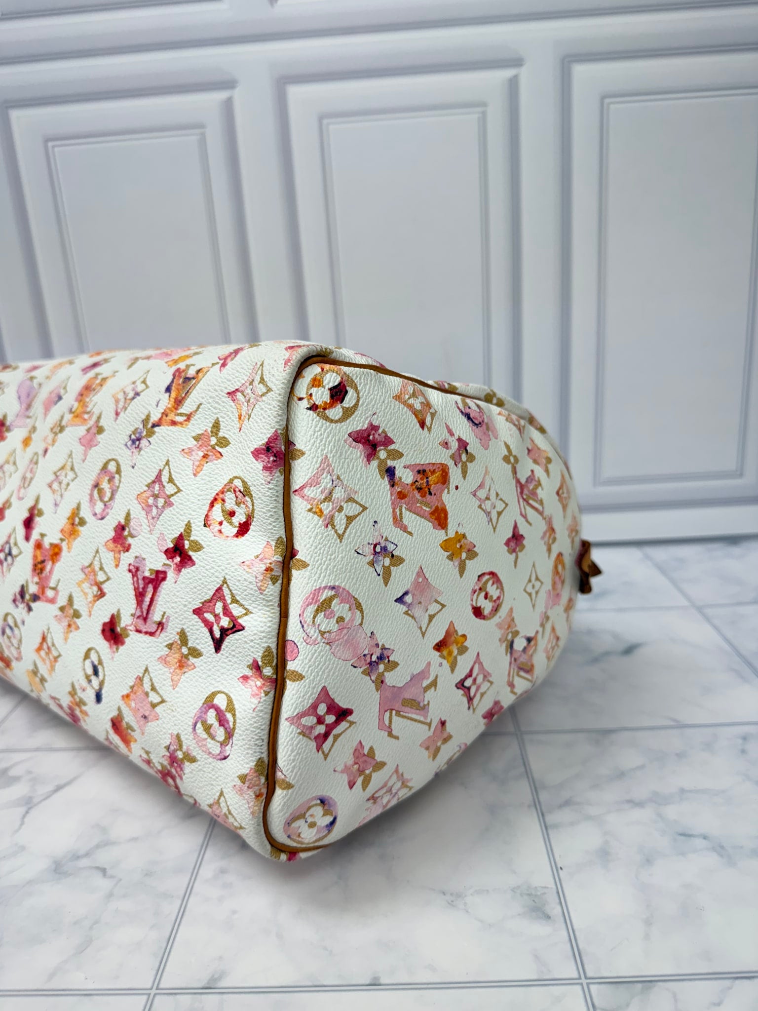 Louis Vuitton White Watercolor Monogram Speedy 35 